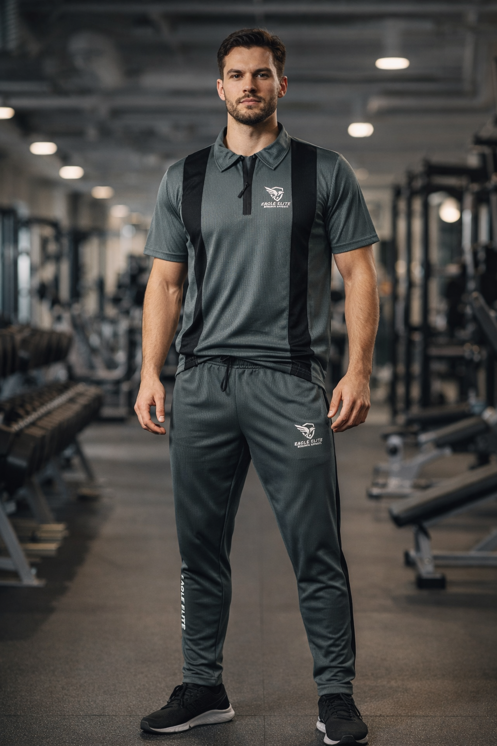 Eagle Elite-Eagle Elite Dri-Fit Premium Quality Tracksuit Gray Black