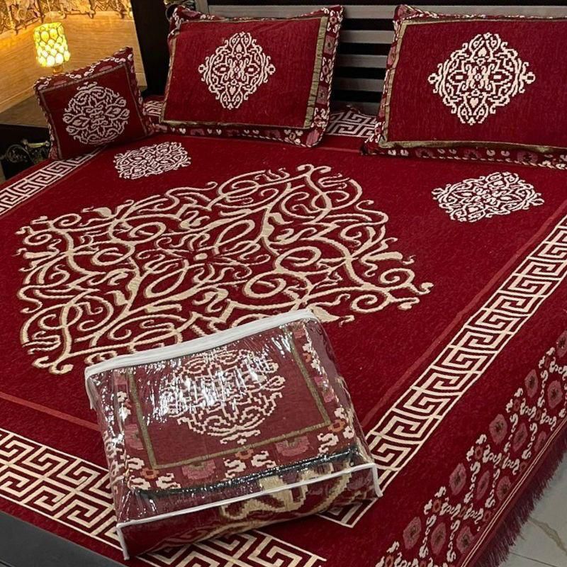 4 Piece versachi Style Velvet Jacaurd BedSheet Set
