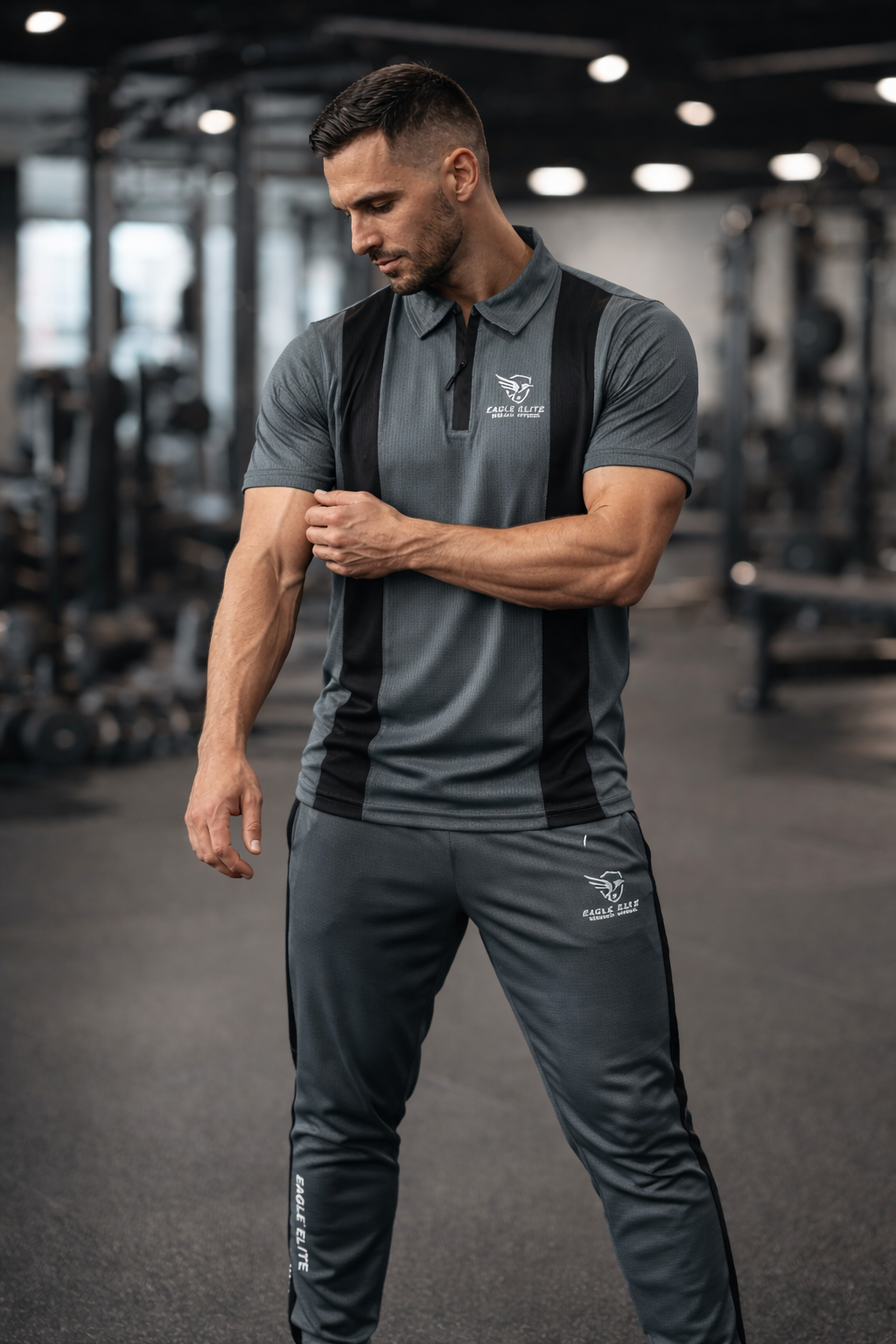 Eagle Elite-Eagle Elite Dri-Fit Premium Quality Tracksuit Gray Black