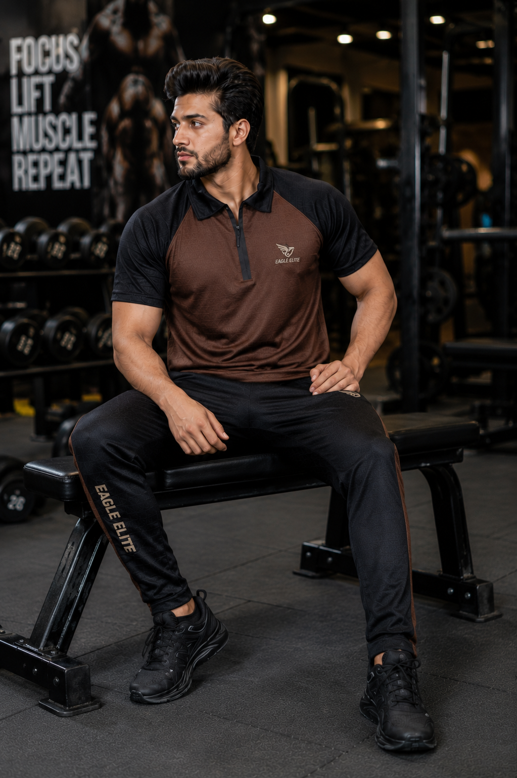 New Eagle Elite-Eagle Elite Dri-Fit Premium Quality Tracksuit Black Brown