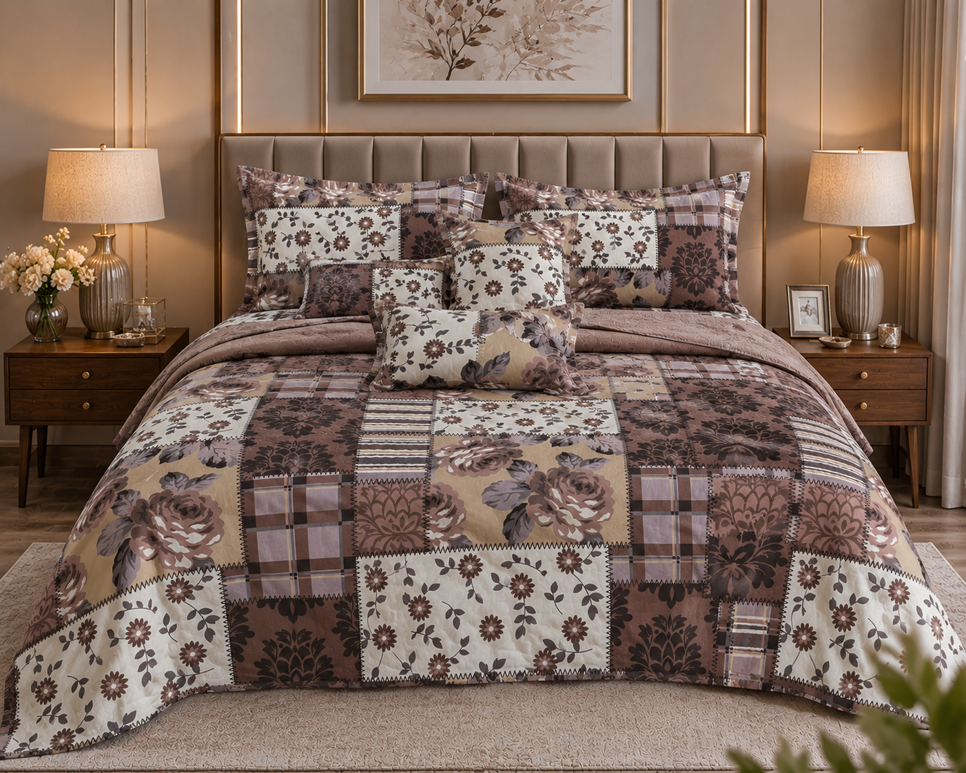 Pure Cotton Bedsheet new patch Brown