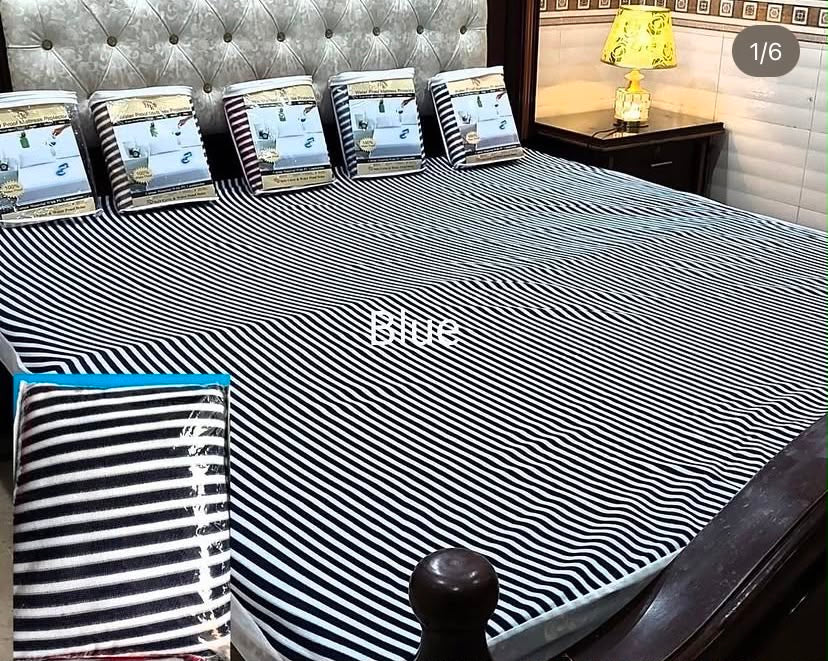 Fitted Mattress protected sheet white Blue lining