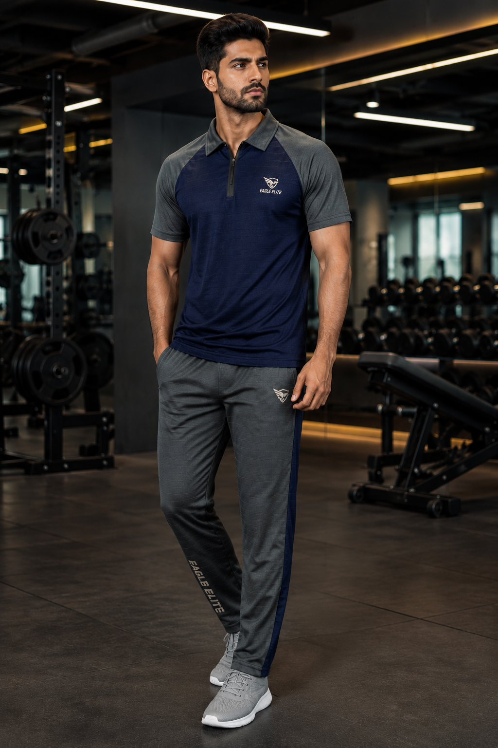 New Eagle Elite-Eagle Elite Dri-Fit Premium Quality Tracksuit Gray Blue