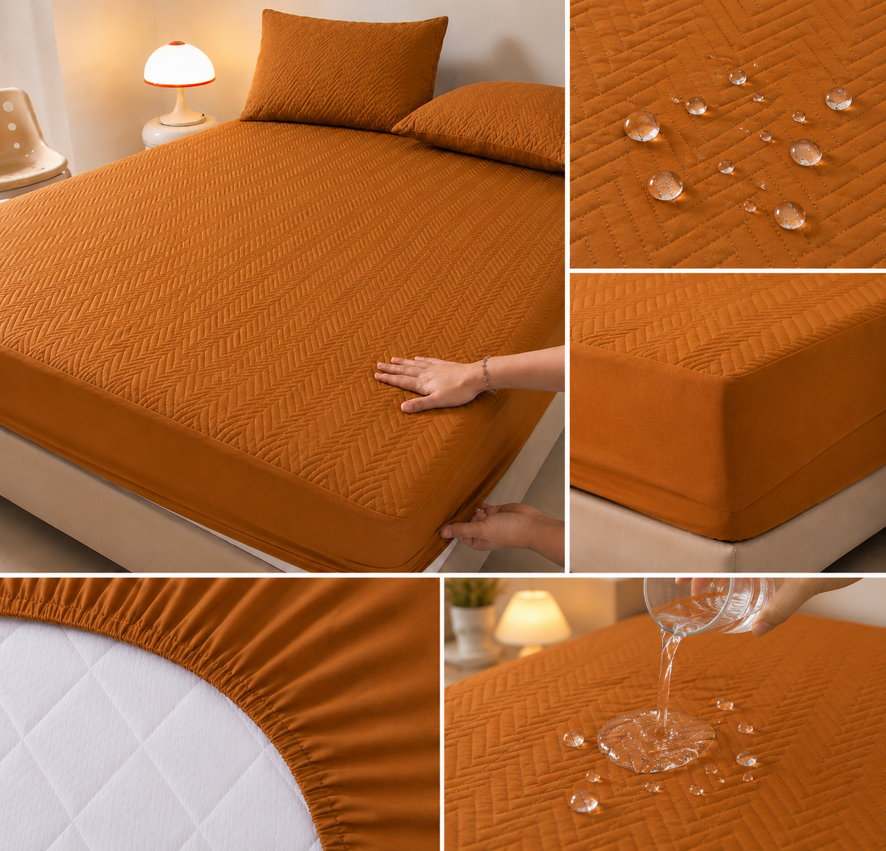 Quilted Fitted Mattress protected sheet orange