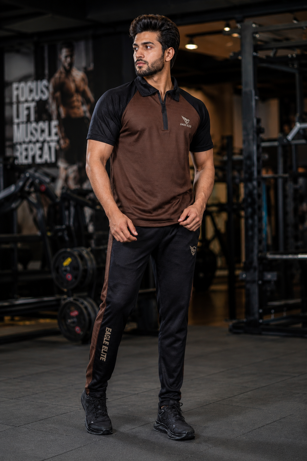 New Eagle Elite-Eagle Elite Dri-Fit Premium Quality Tracksuit Black Brown