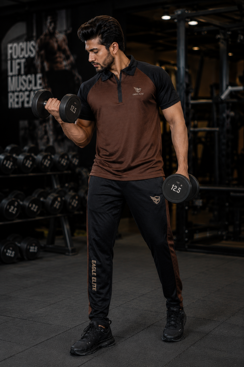 New Eagle Elite-Eagle Elite Dri-Fit Premium Quality Tracksuit Black Brown