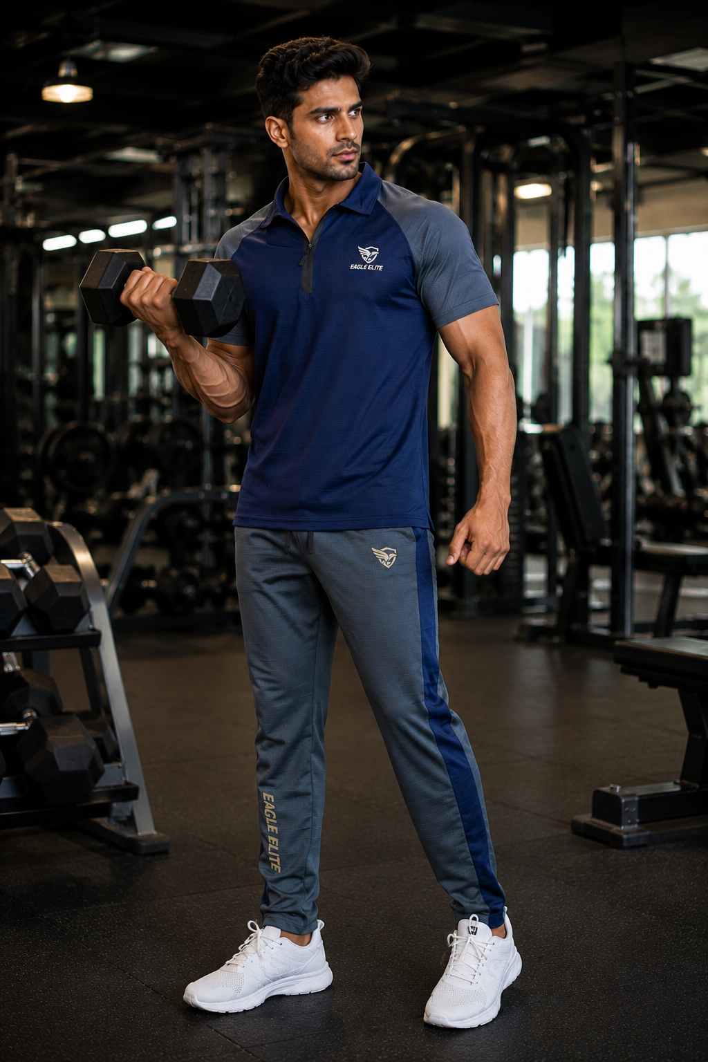 New Eagle Elite-Eagle Elite Dri-Fit Premium Quality Tracksuit  Gray blue collar