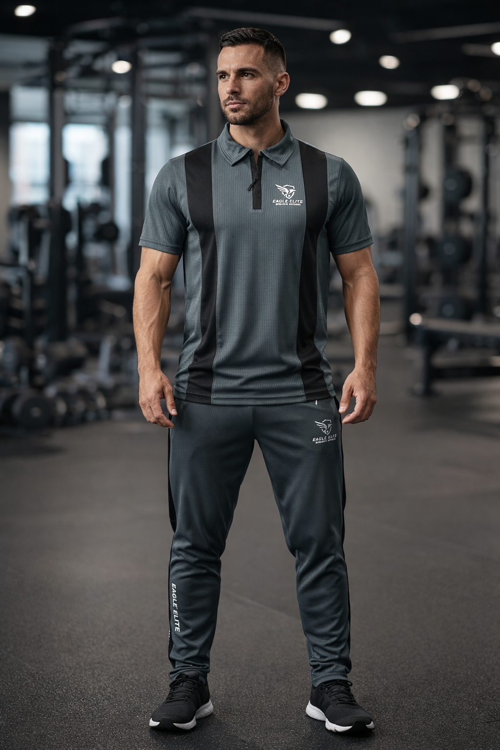Eagle Elite-Eagle Elite Dri-Fit Premium Quality Tracksuit Gray Black