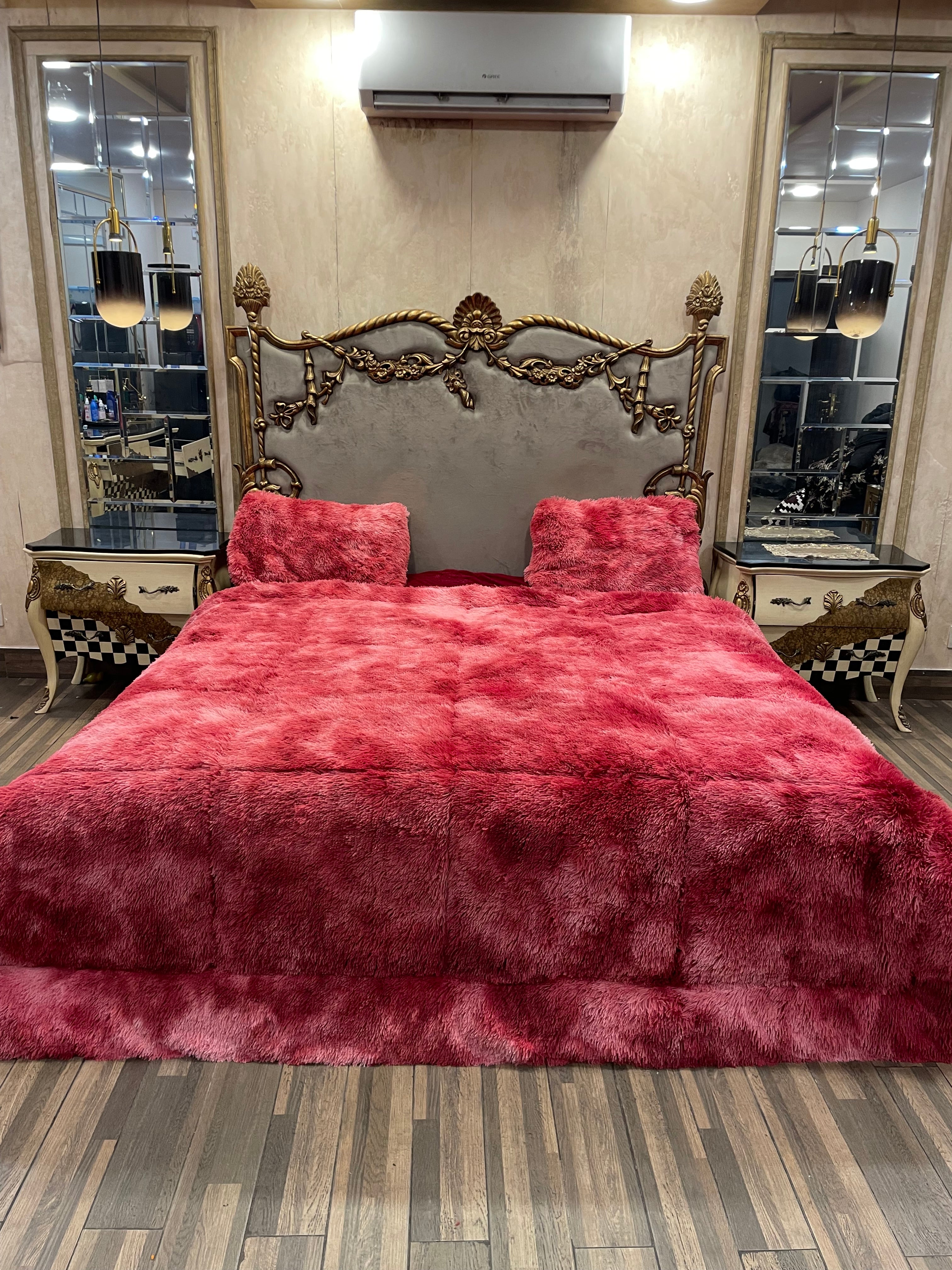 Shaded Shaggy Red 4️⃣PC Razai set