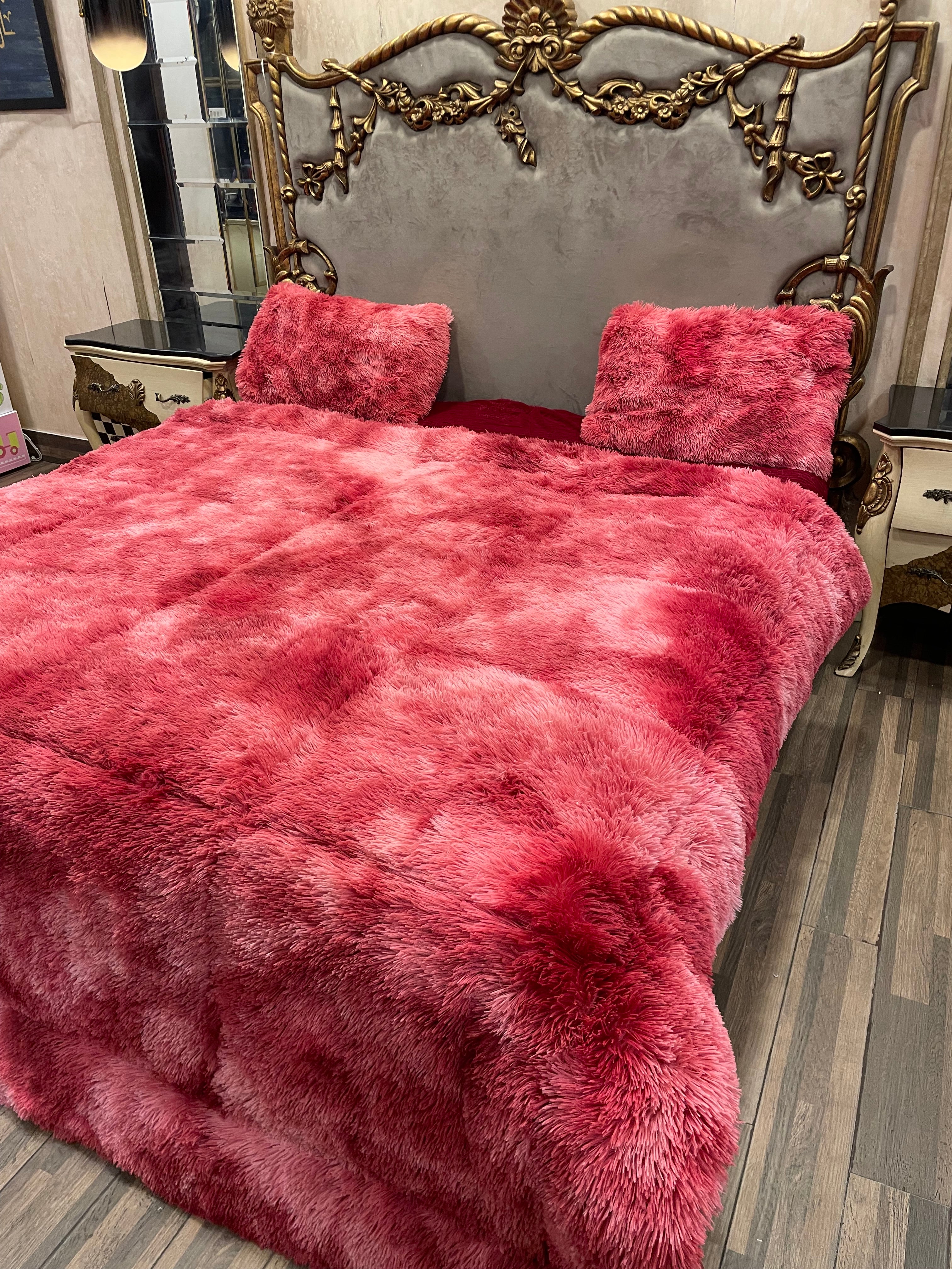 Shaded Shaggy Red 4️⃣PC Razai set