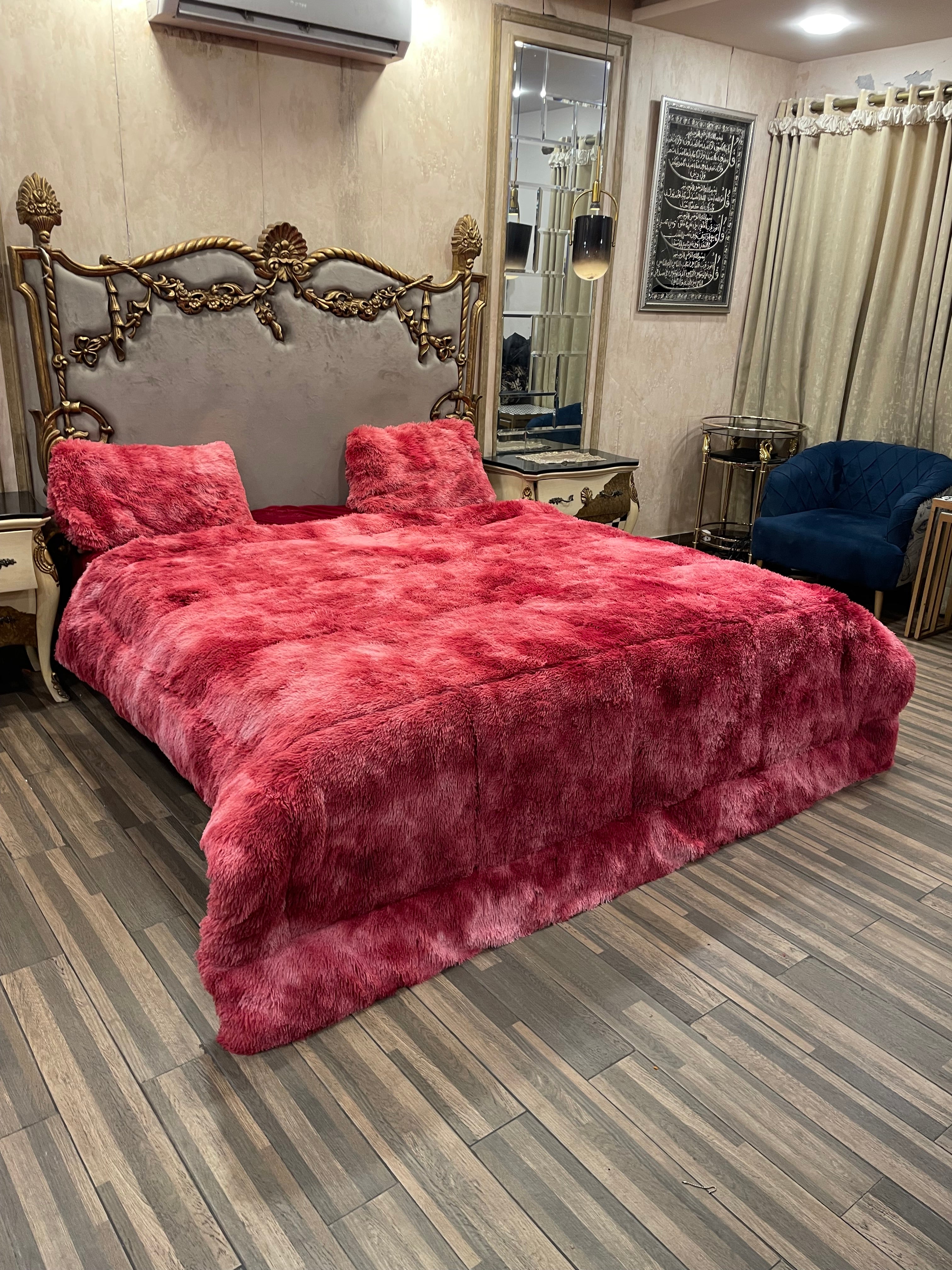 Shaded Shaggy Red 4️⃣PC Razai set