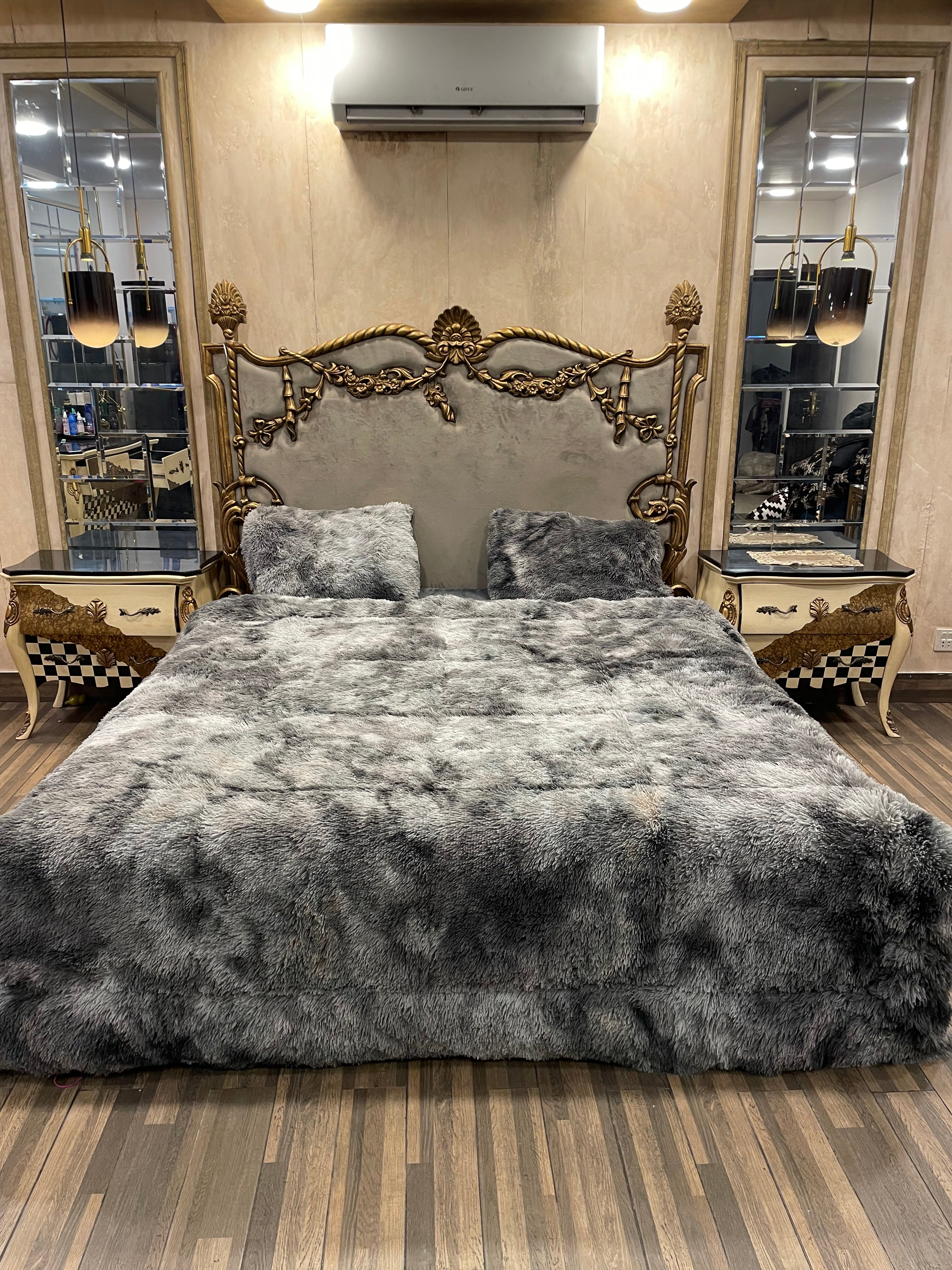 Shaded Shaggy Gray 4️⃣PC Razai set