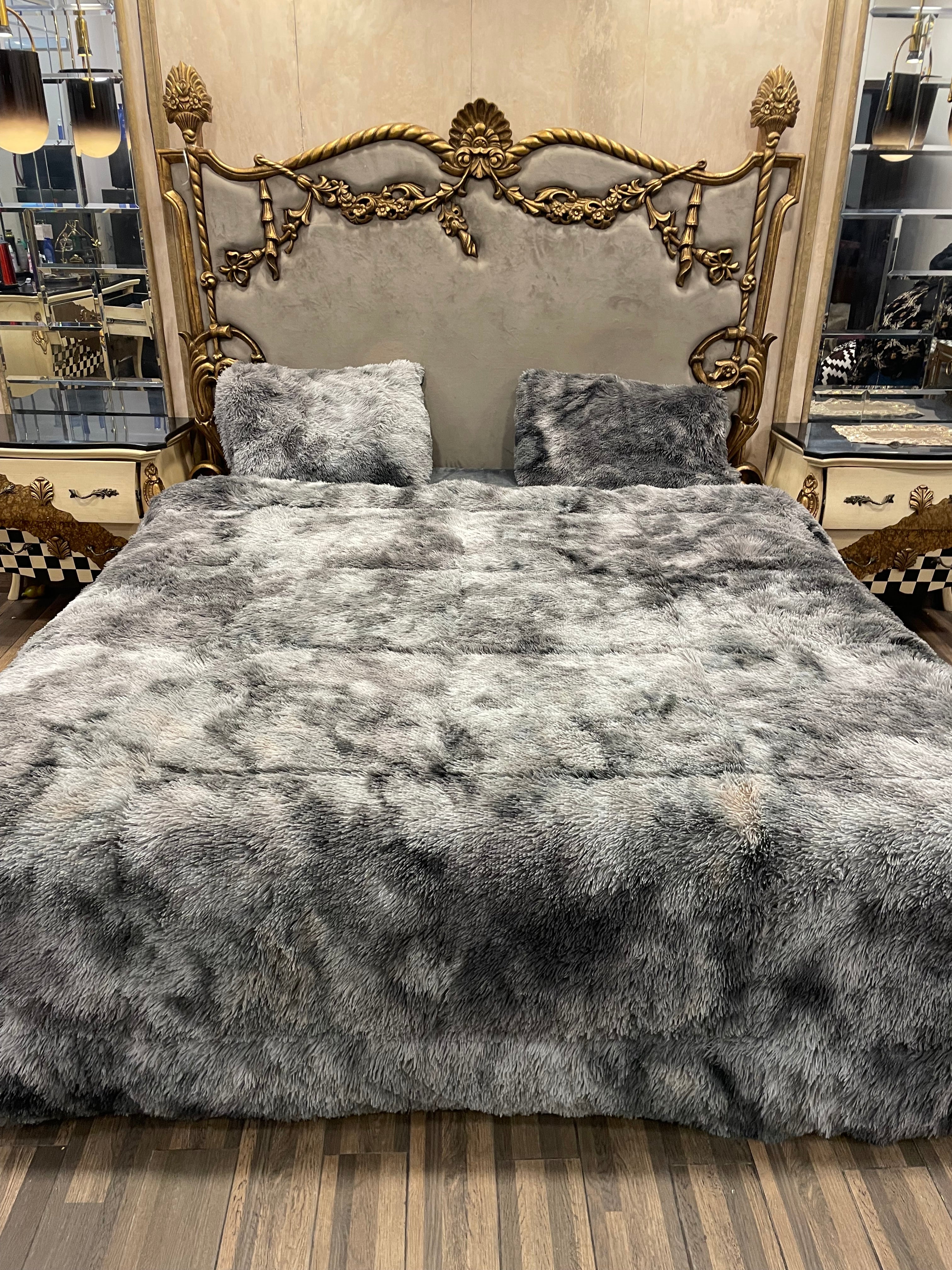 Shaded Shaggy Gray 4️⃣PC Razai set