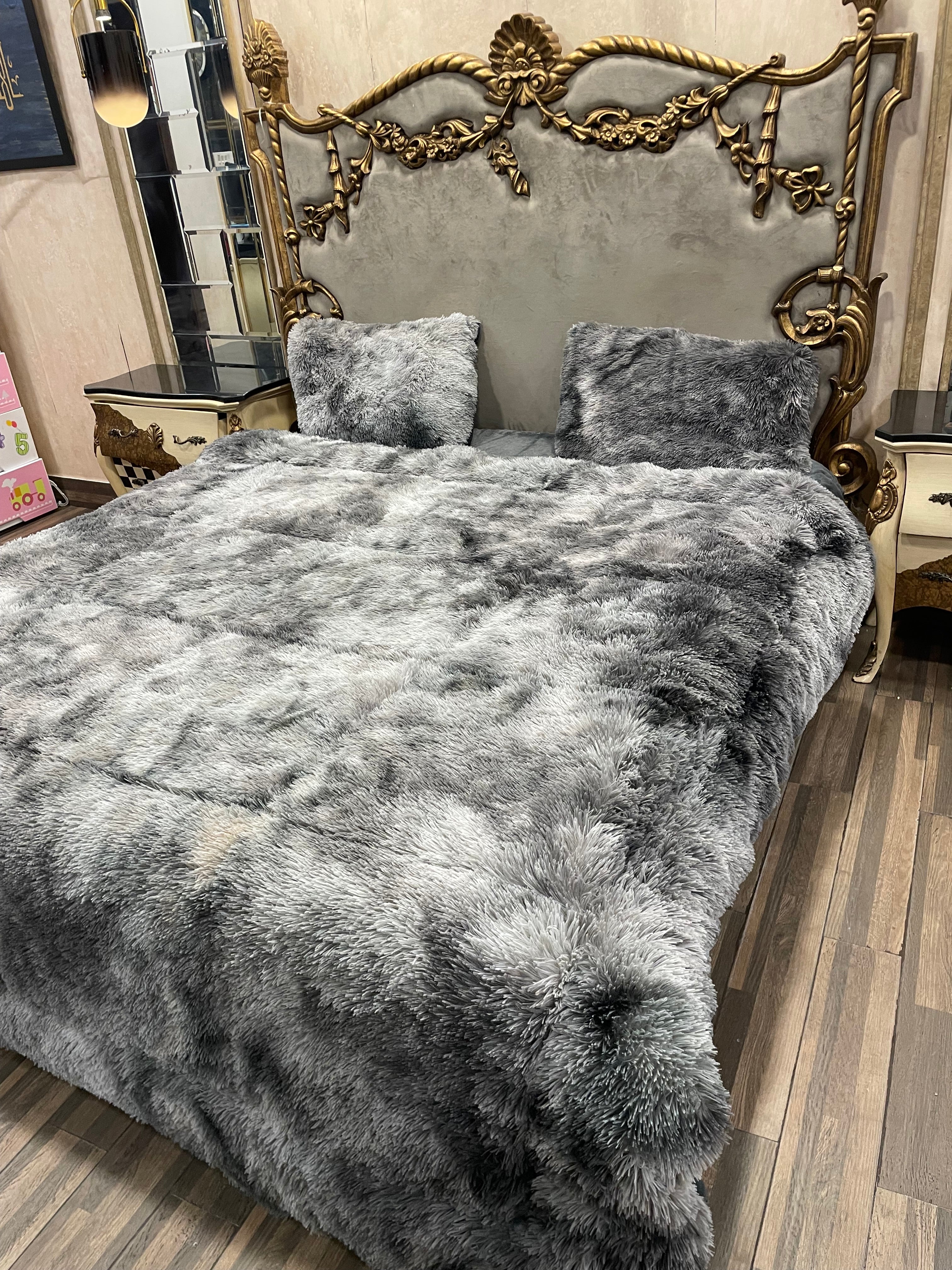 Shaded Shaggy Gray 4️⃣PC Razai set