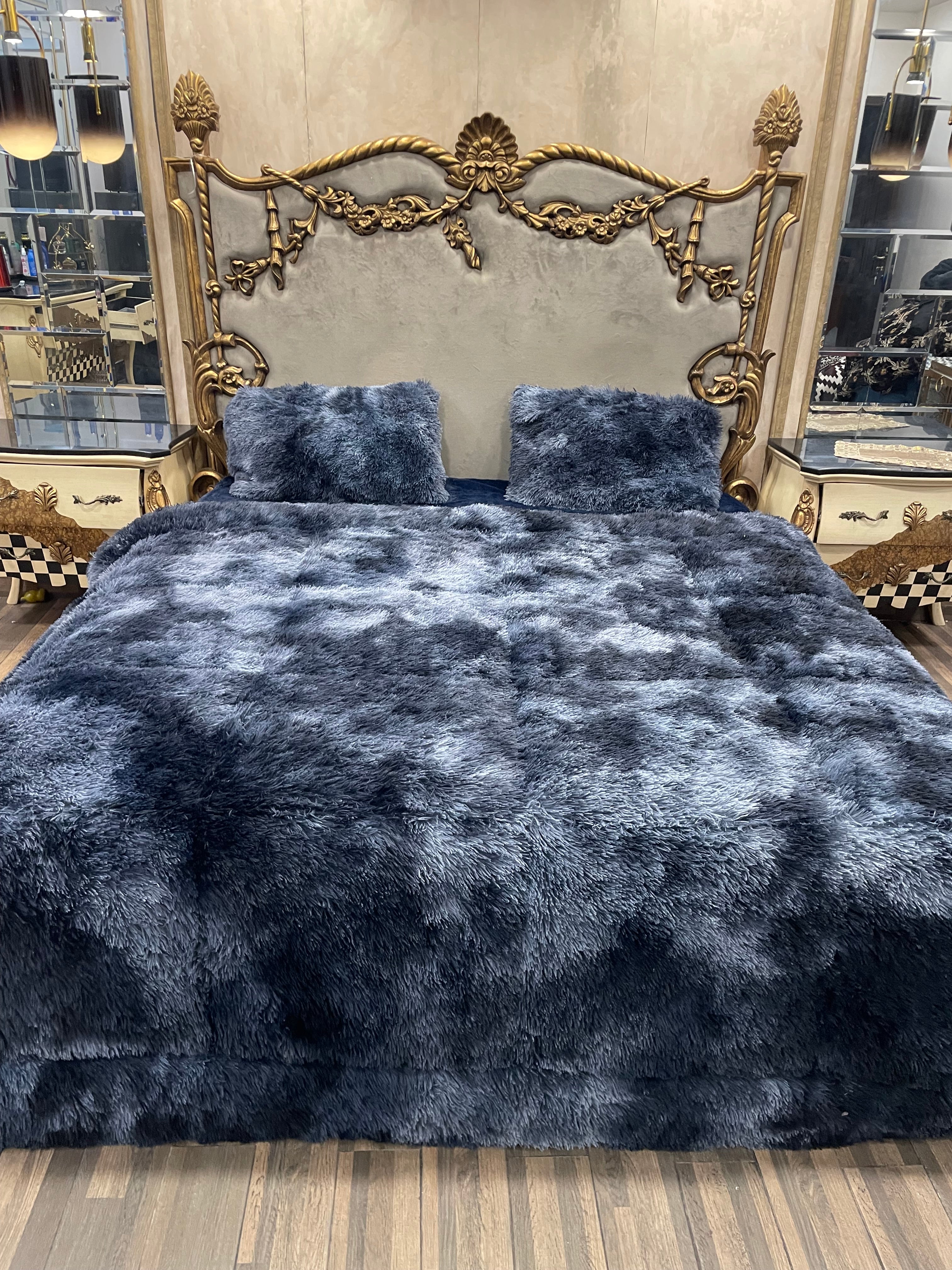 Shaded Shaggy Blue 4️⃣PC Razai set