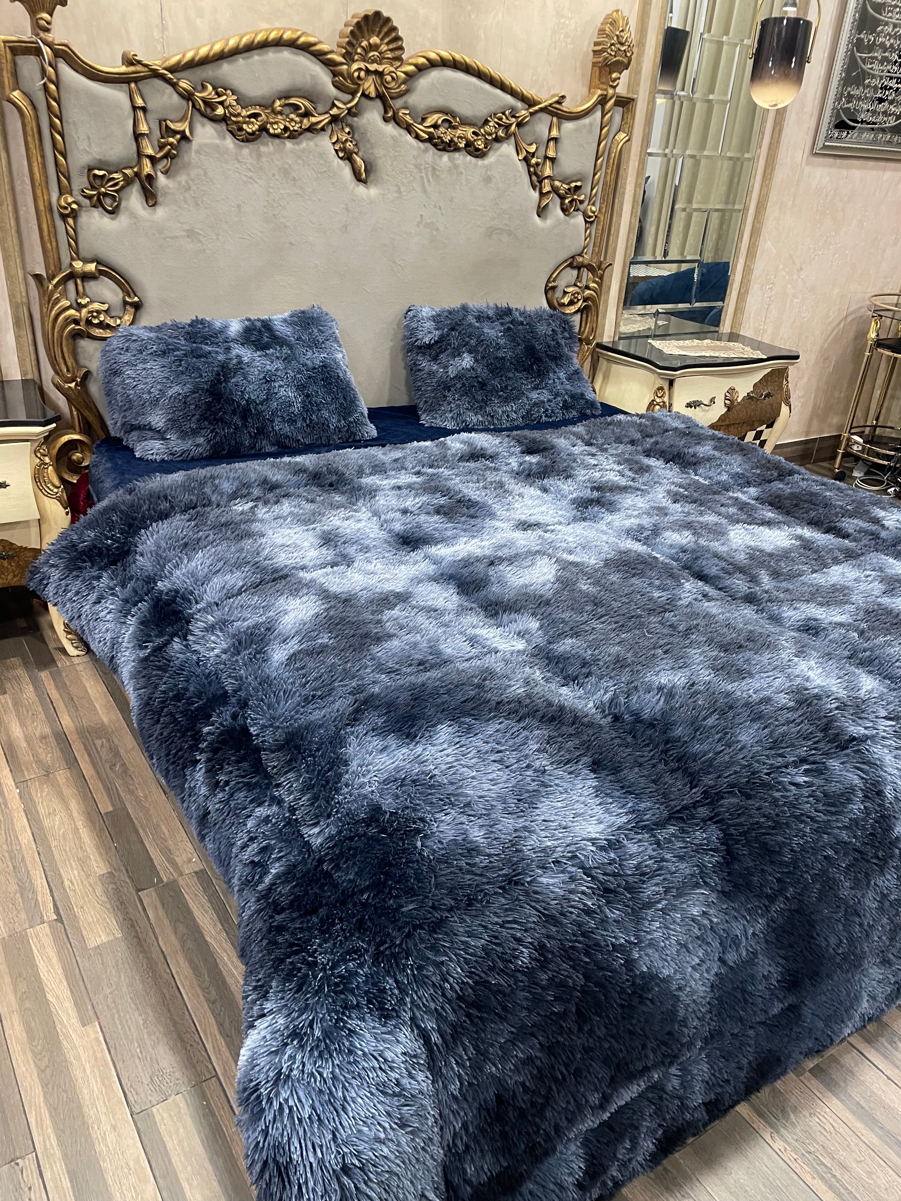 Shaded Shaggy Blue 4️⃣PC Razai set