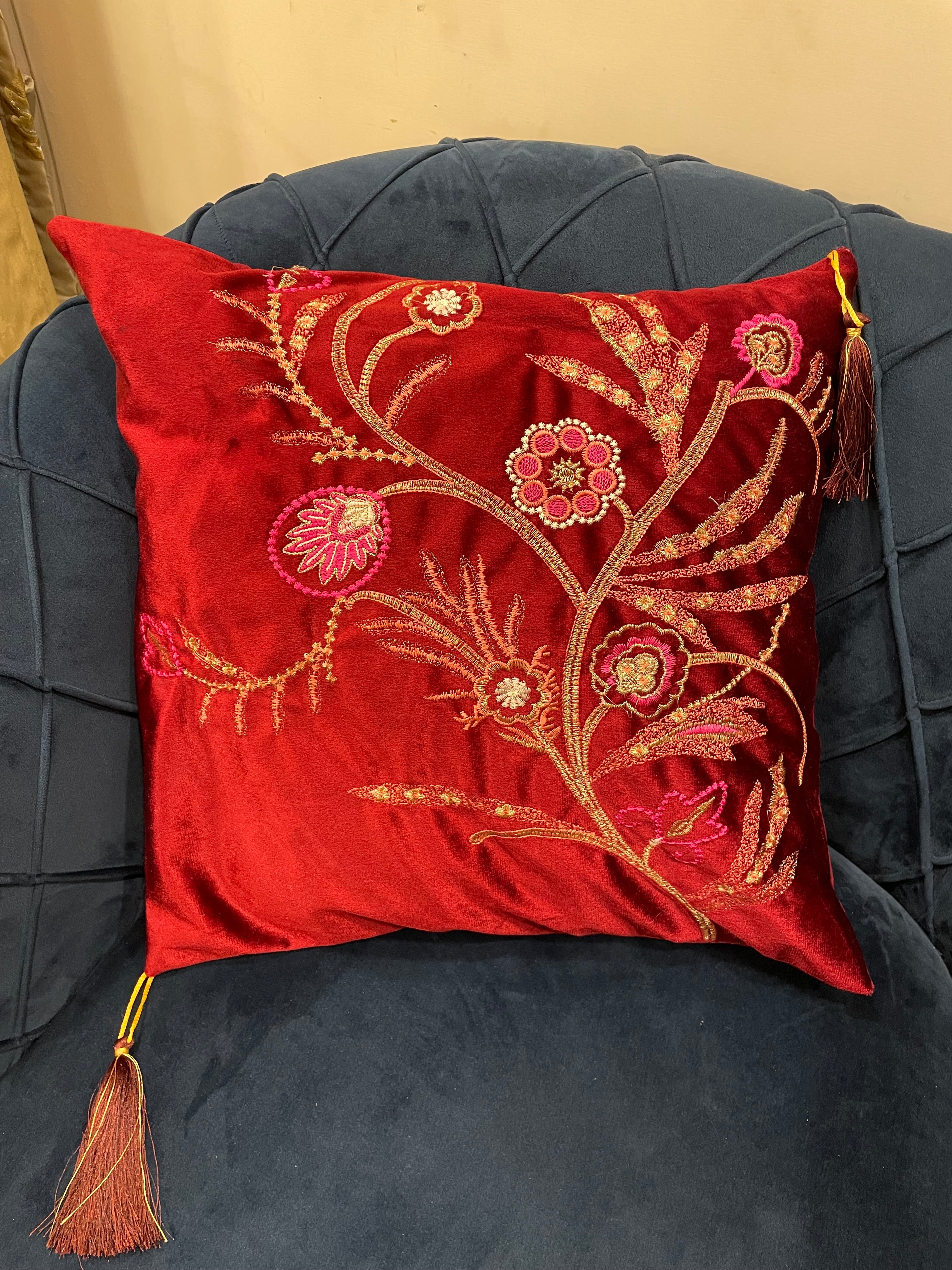 Embroided Velvet Cushion