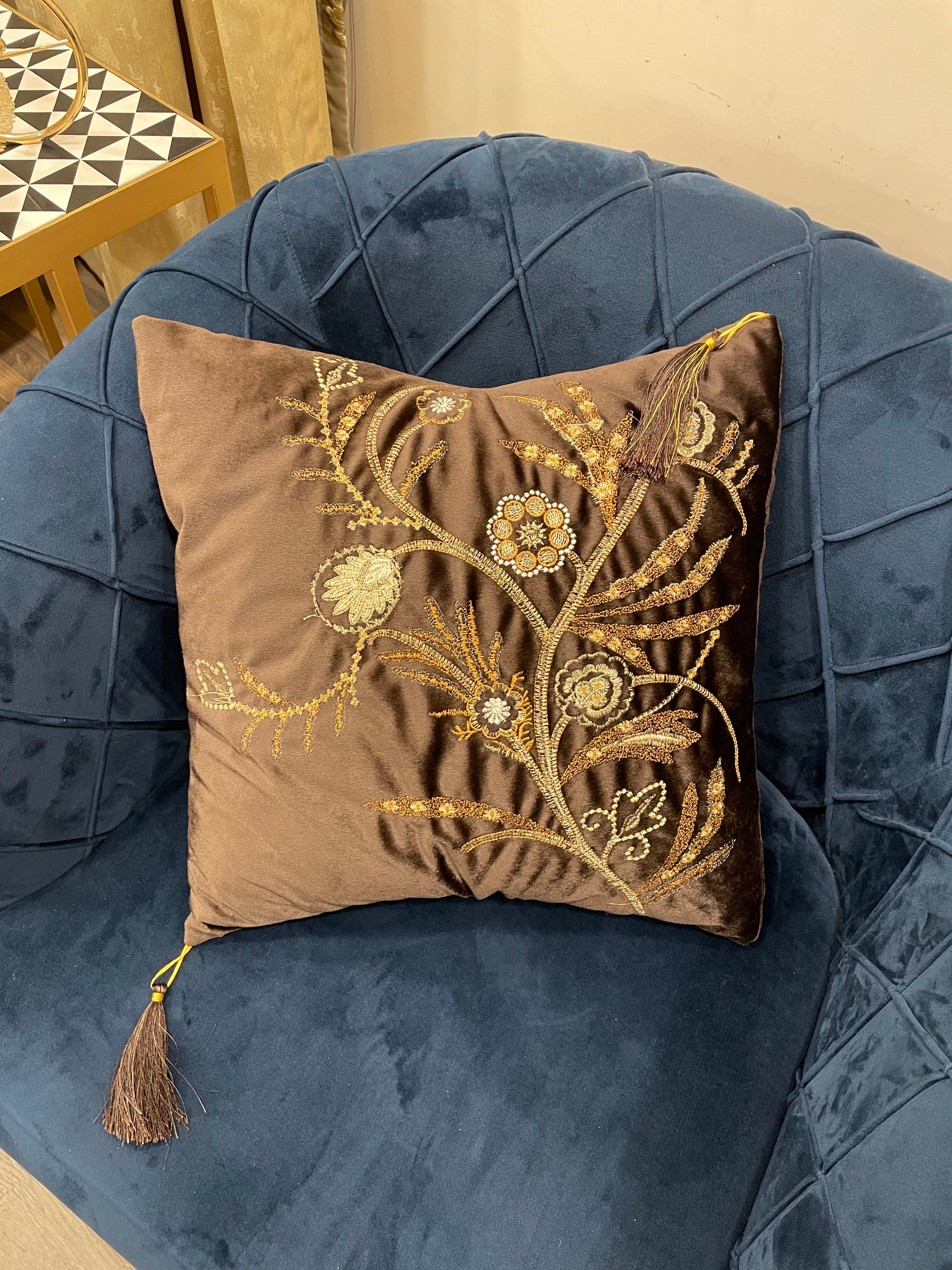 Embroided Velvet Cushion