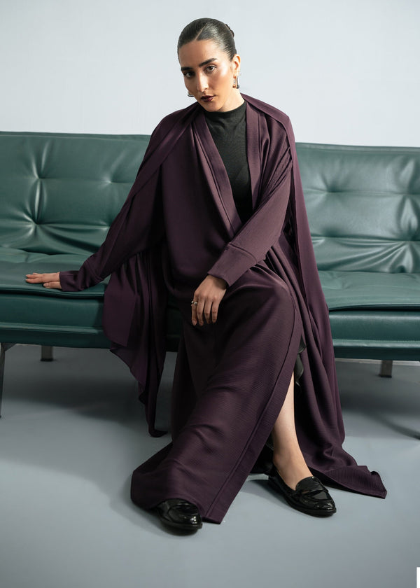 PURPLE - KIMONO TEXTURED ABAYA