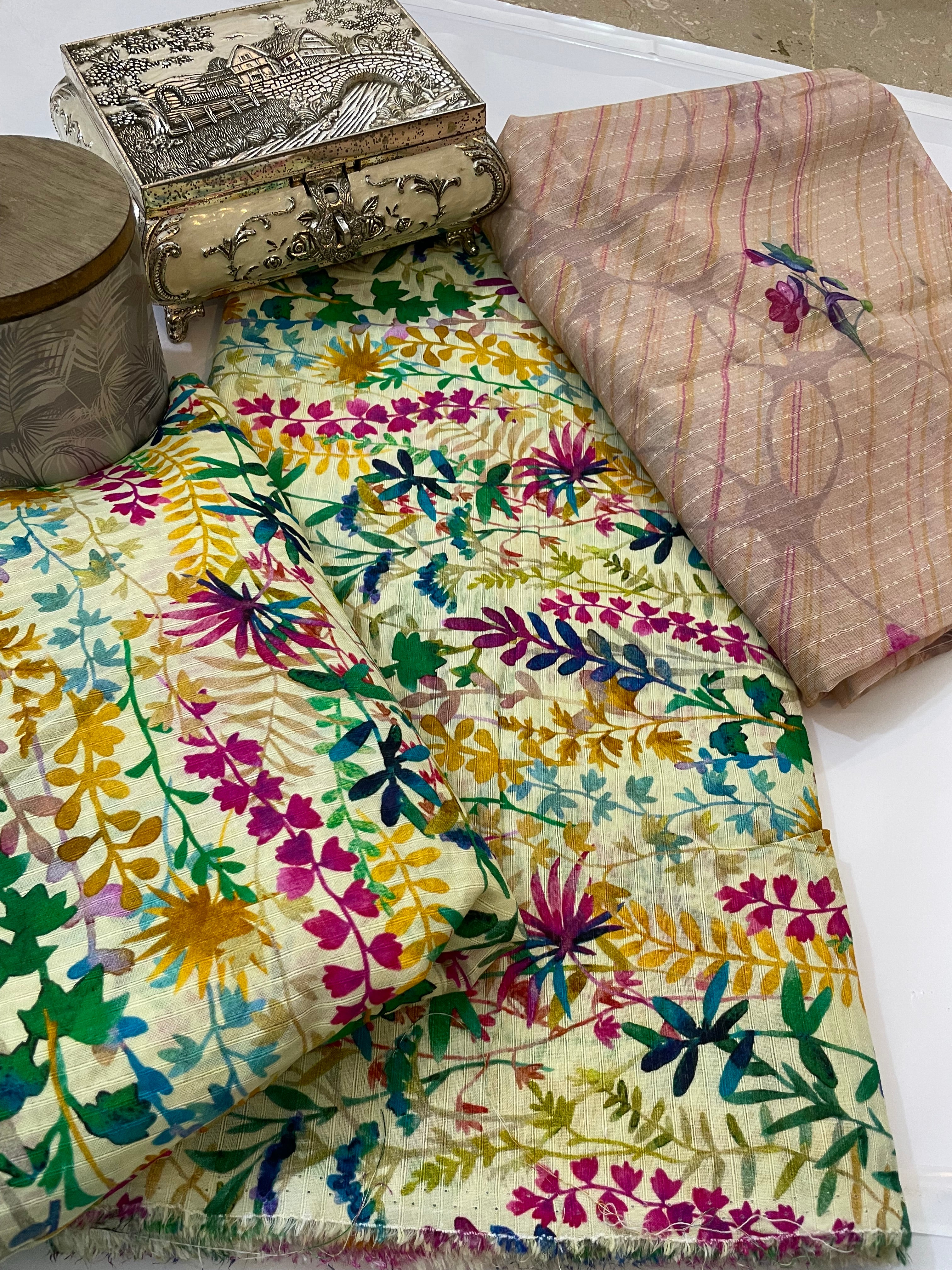 Unstitched 3pcs Lawn printed Collection multi