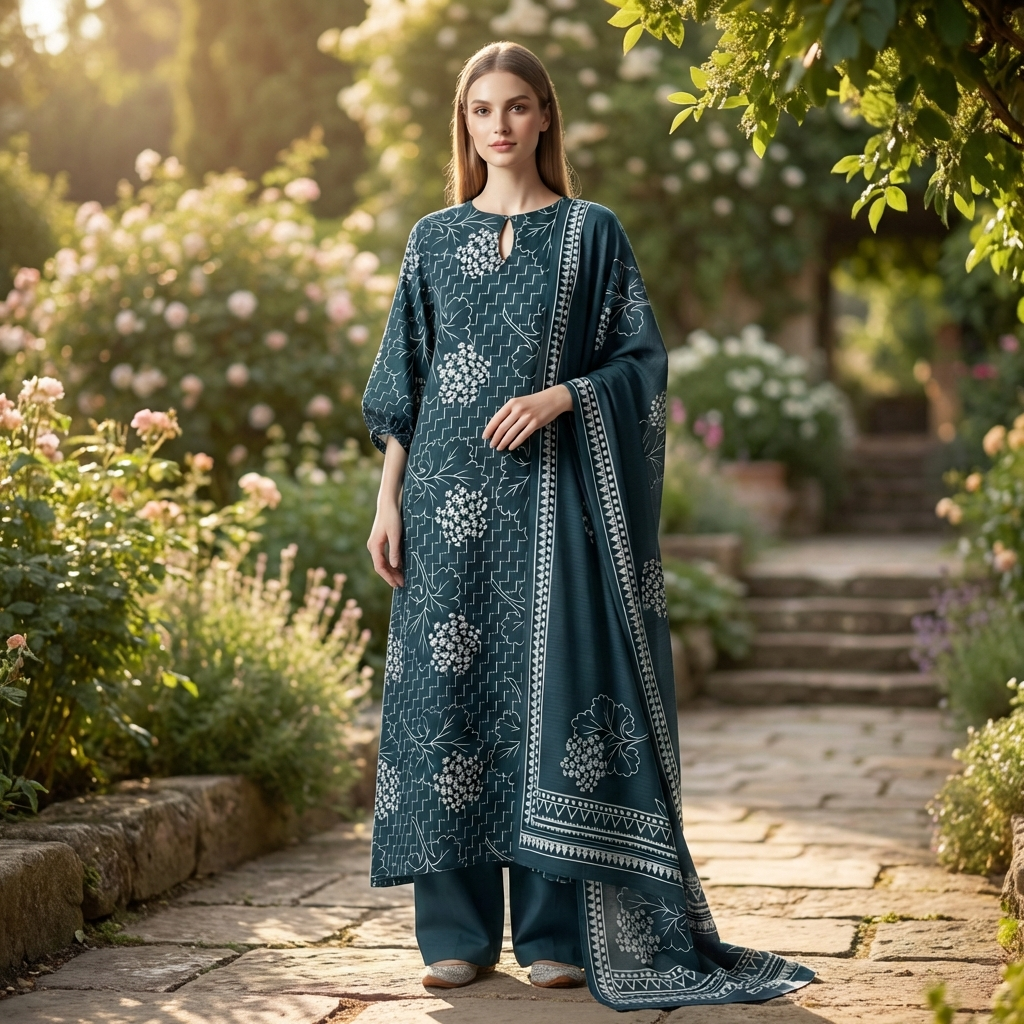 Unstitched 3pcs Lawn printed Collection