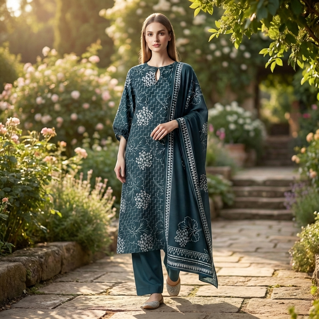 Unstitched 3pcs Lawn printed Collection