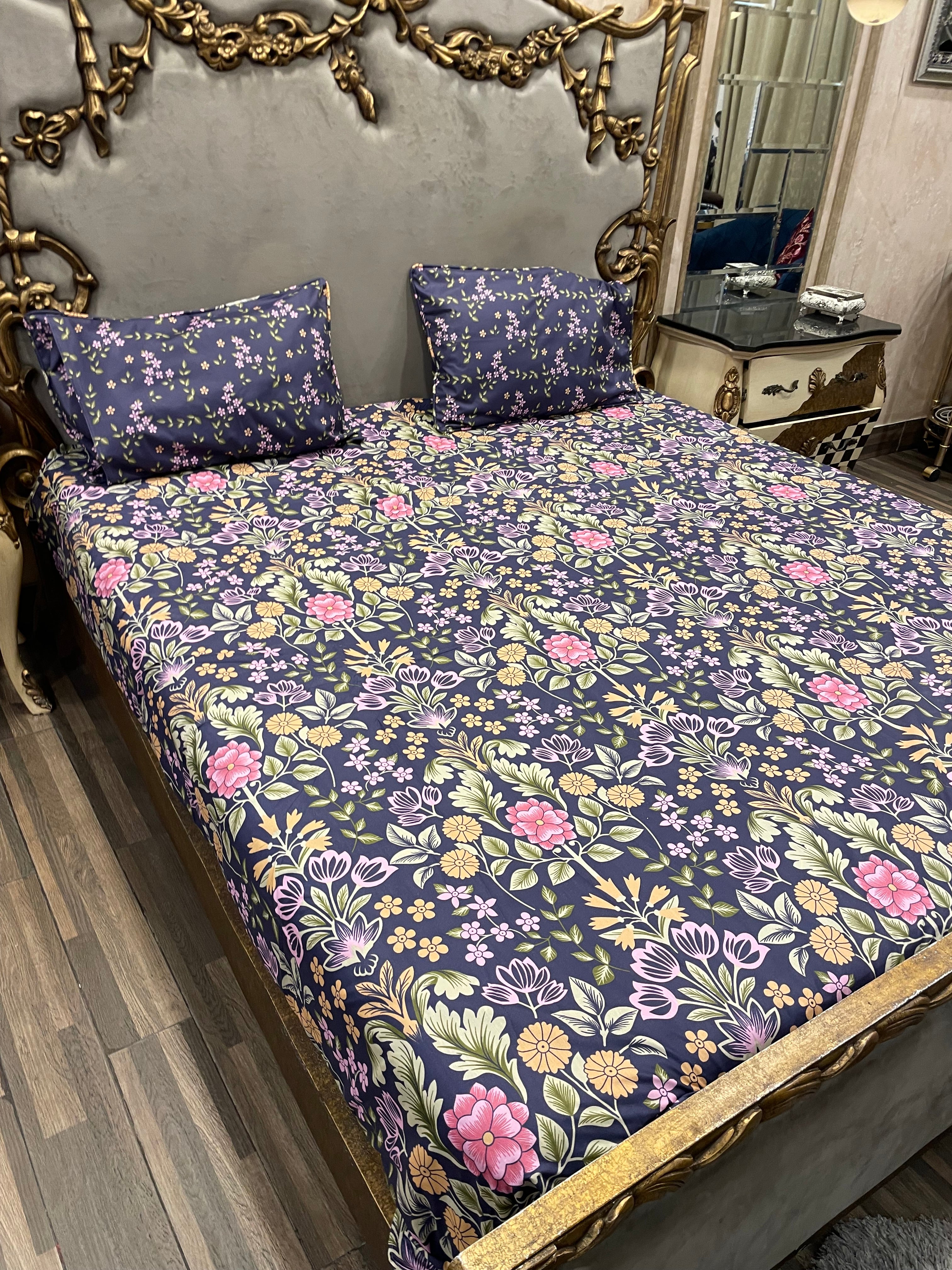 Pure Cotton Bedsheet purple