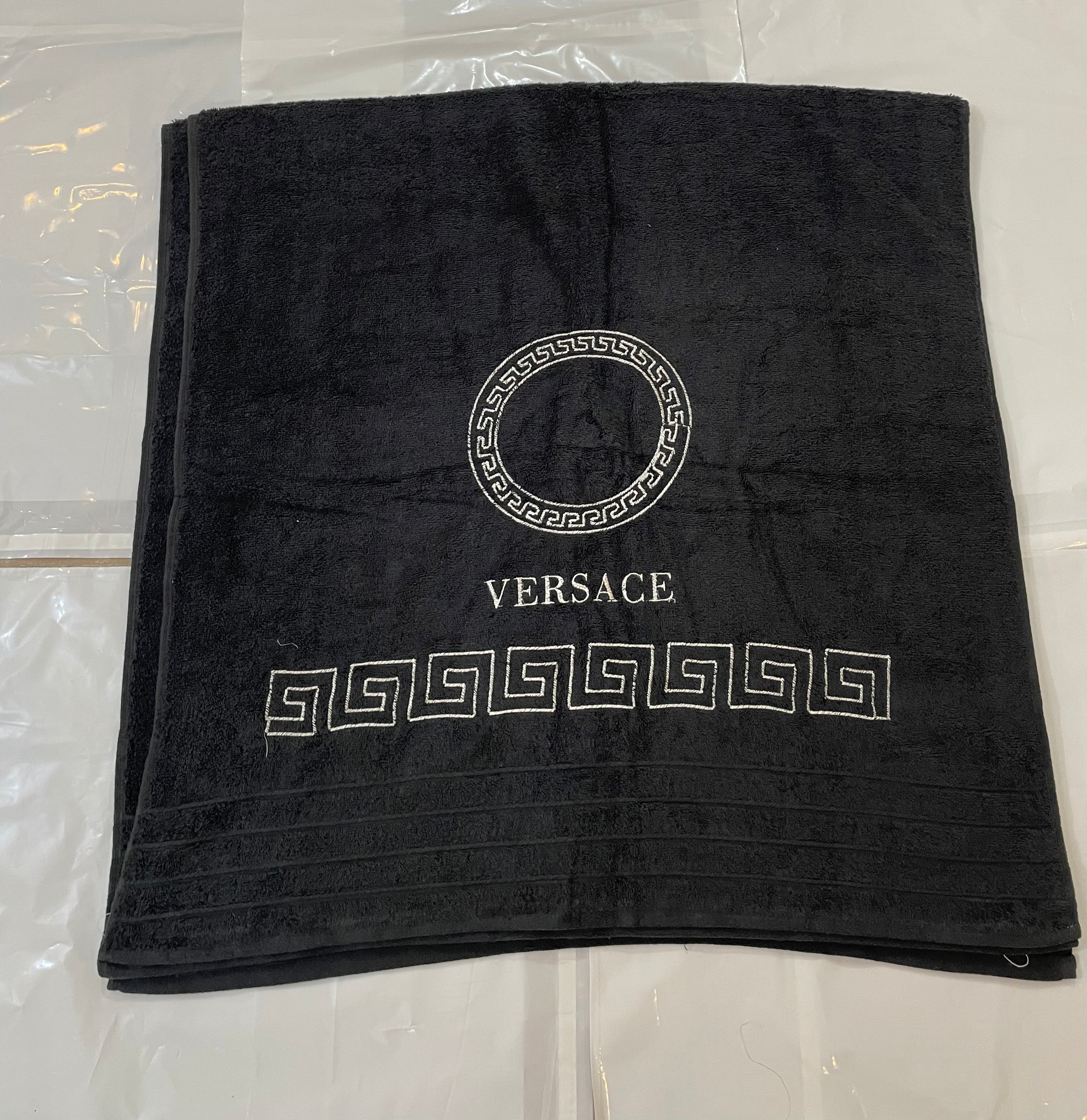versace Export Quality Towel Embroided 30 x 60 (Pack of 2) Black