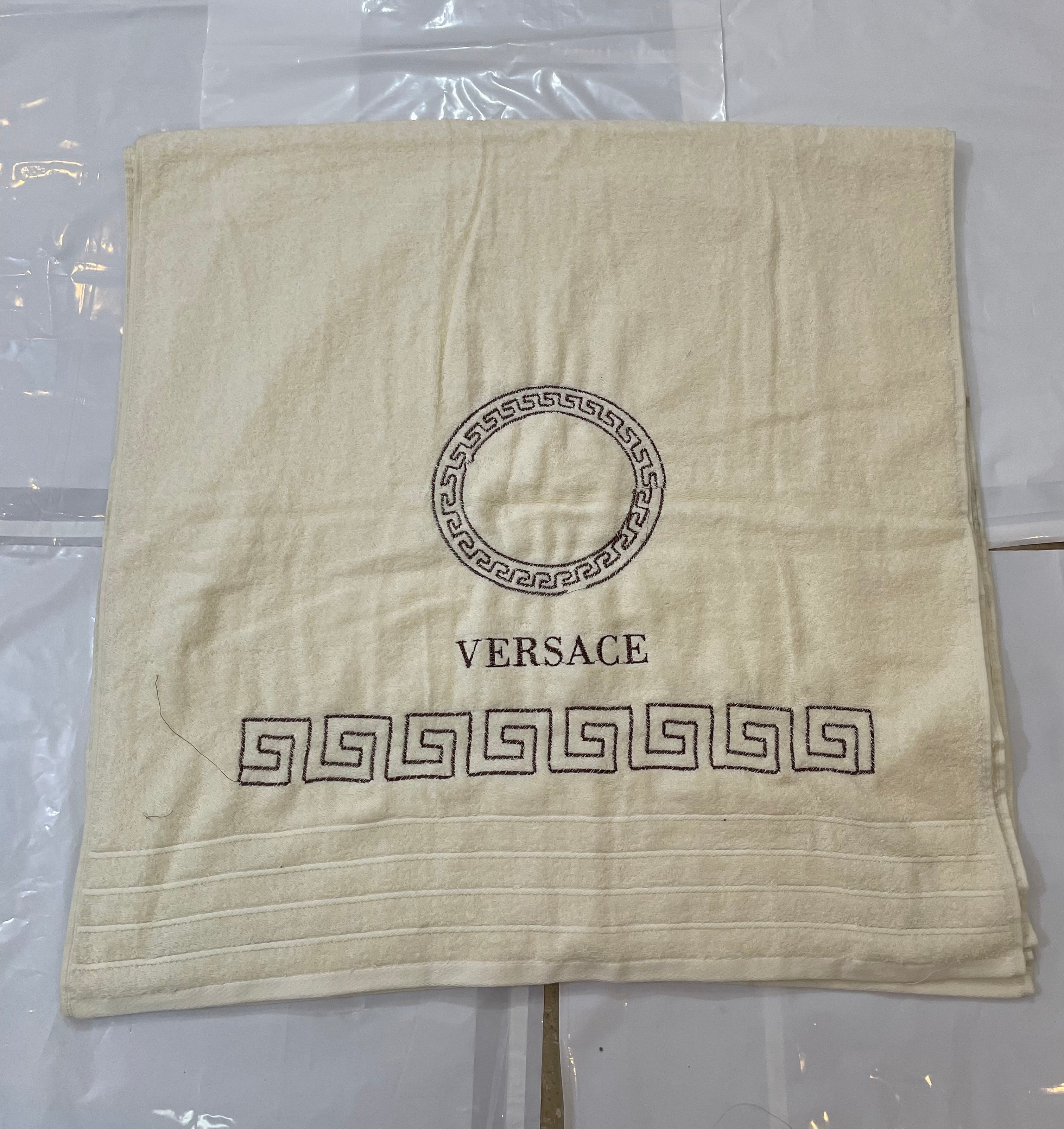 versace Export Quality Towel Embroided 30 x 60 (Pack of 2) offwhite