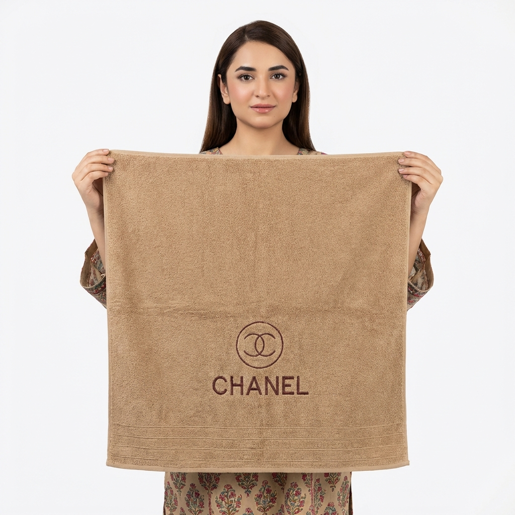 Chanel Export Quality Towel Embroided (Pack of 2) beige