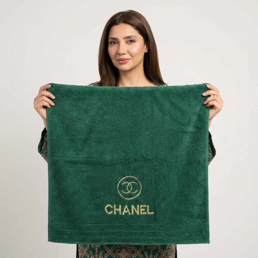 Chanel Export Quality Towel Embroided (Pack of 2) green