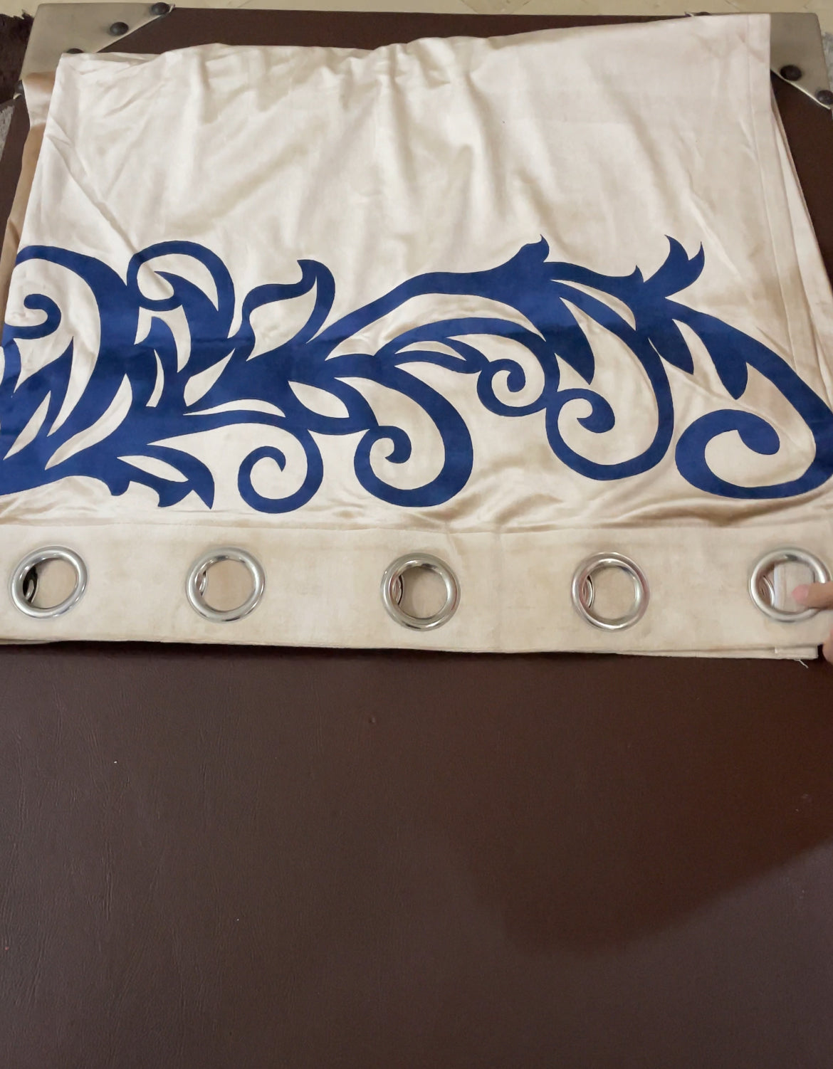 2 Pc's Luxury Velvet Embroidered Curtains With 2 Belts