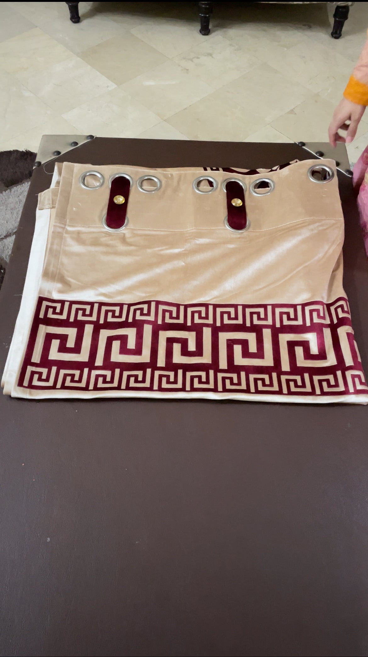 2 Pc's Luxury Velvet Embroidered Curtains With 2 Belts