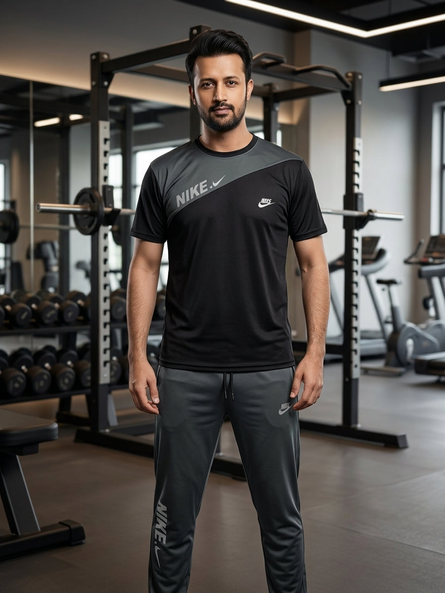 Nike-Nike Dri-Fit Tracksuit Gray Black new