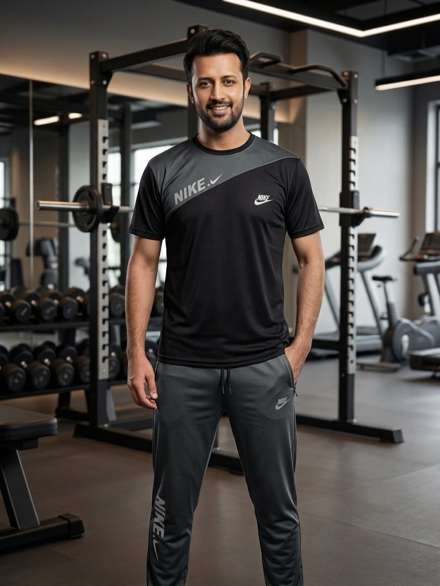 Nike-Nike Dri-Fit Tracksuit Gray Black new
