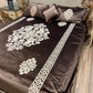 3️⃣PC  emboss velvet BEDSHEET aplic