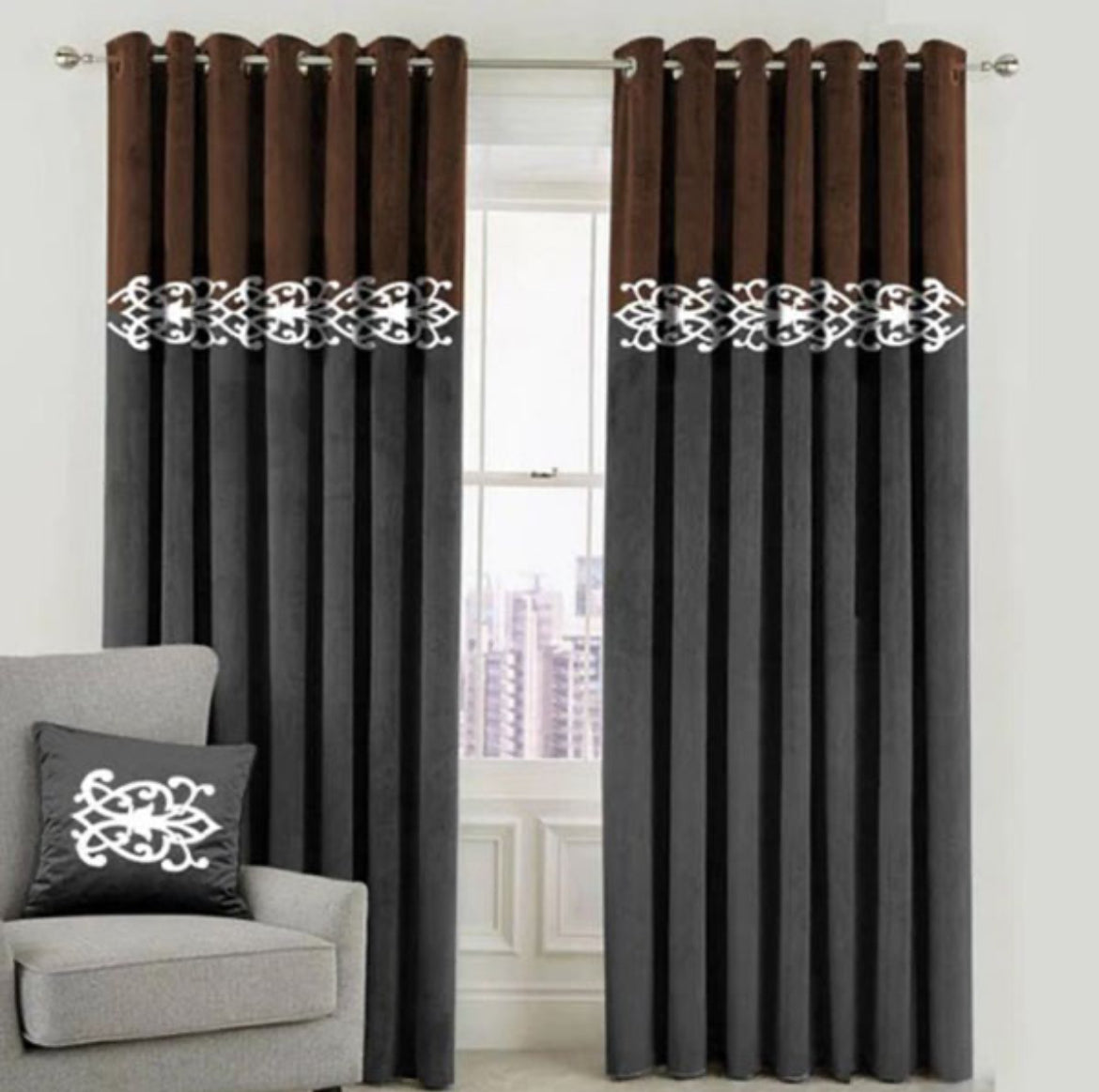 Luxury Velvet  2 tone Curtains