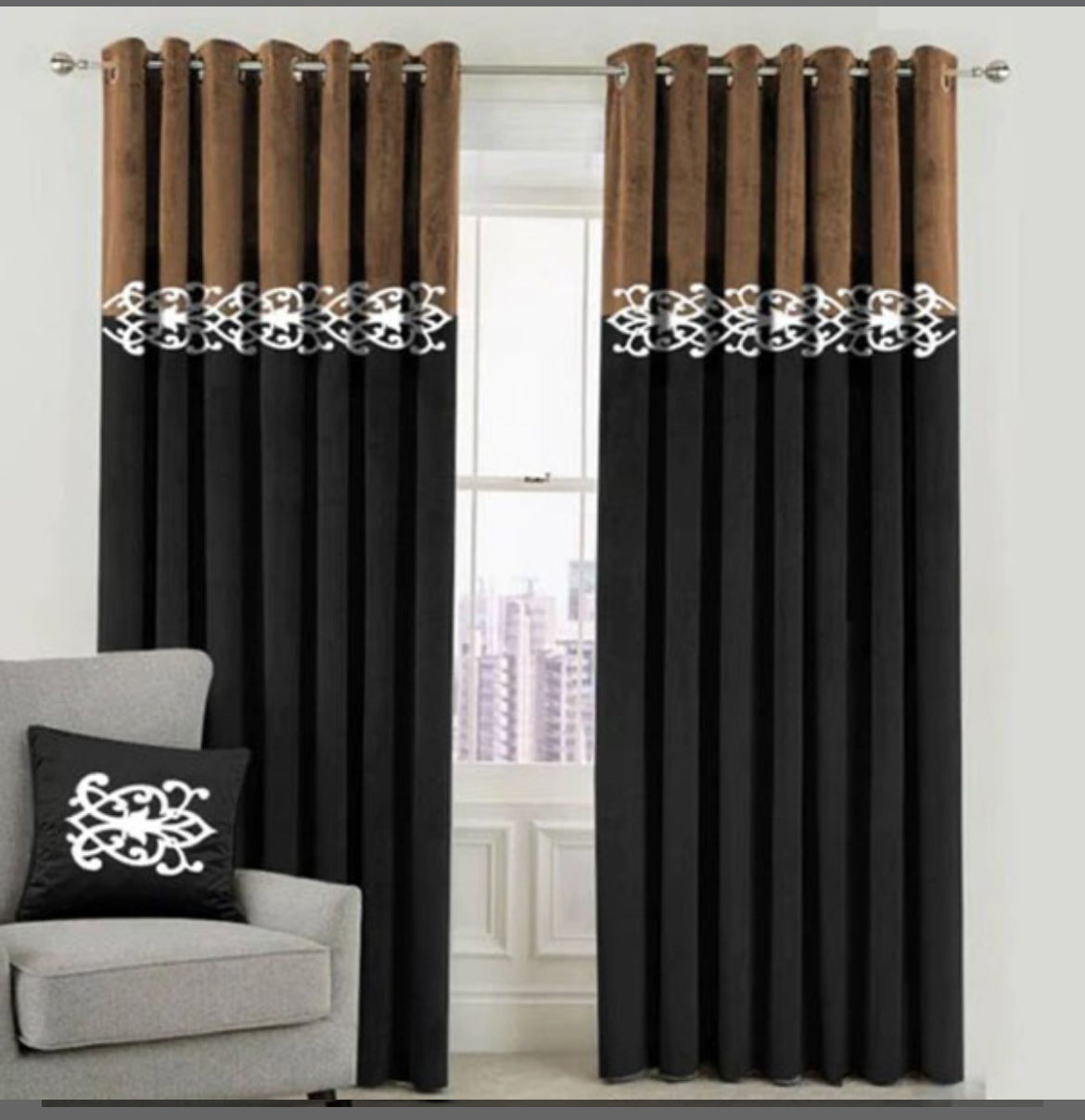 Luxury Velvet  2 tone Curtains