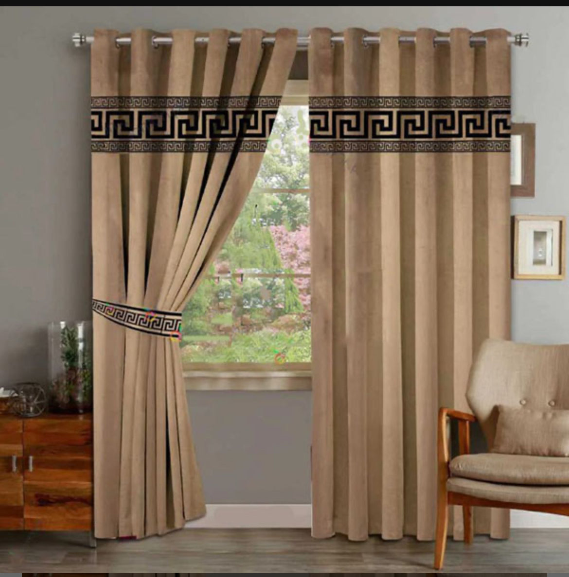 Luxury Velvet Curtains Front Versace Border