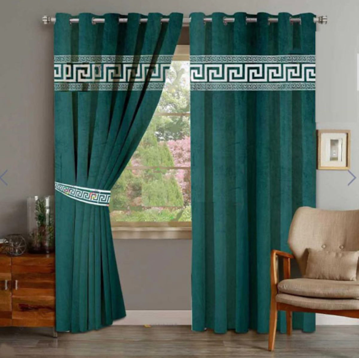 Luxury Velvet Curtains Front Versace Border