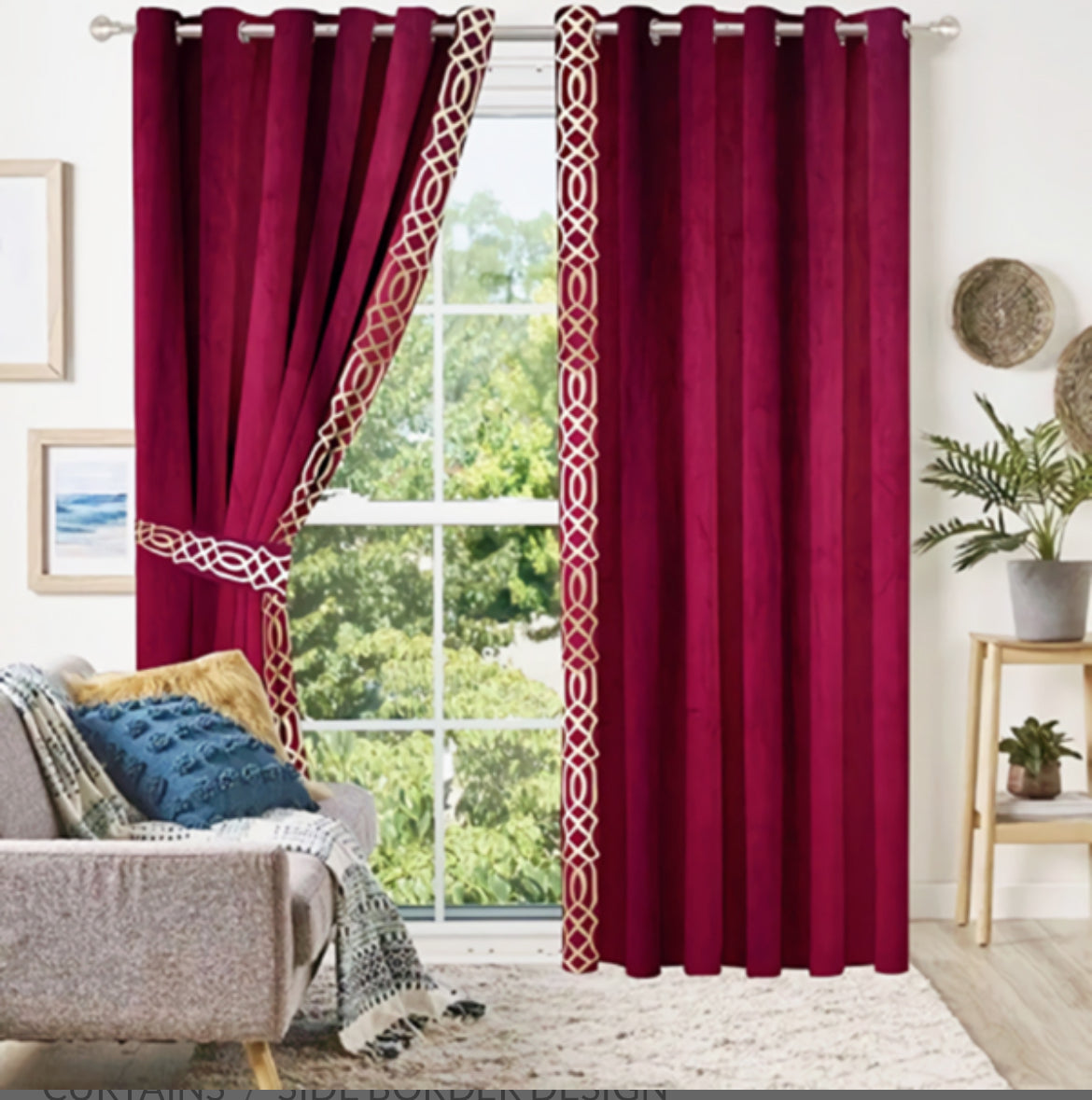 Luxury Velvet Curtains Side Border