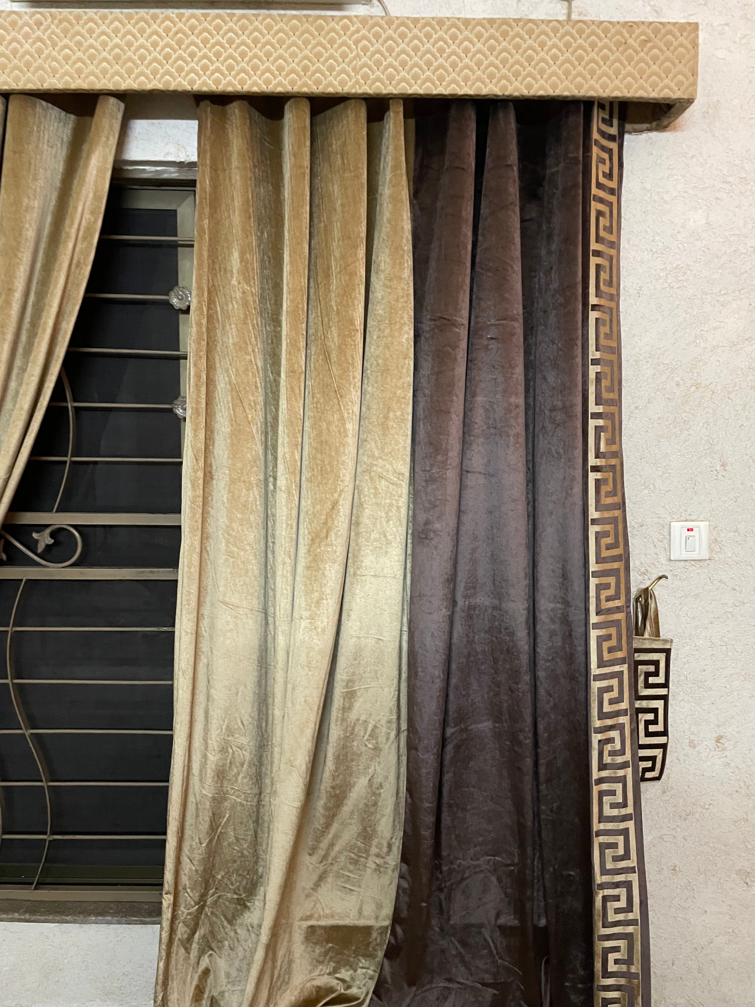 Luxury Velvet Curtains Side Border double tone