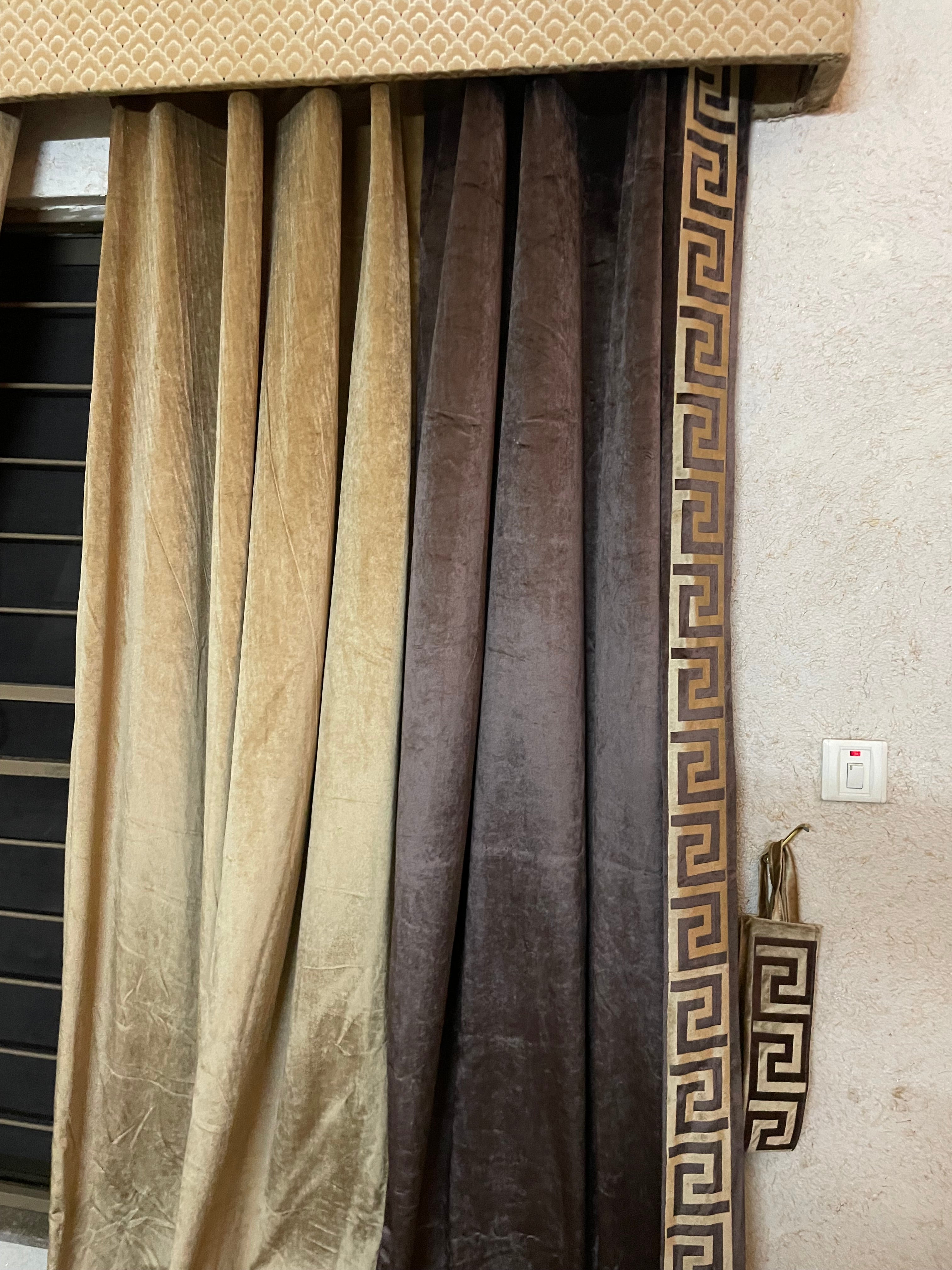 Luxury Velvet Curtains Side Border double tone