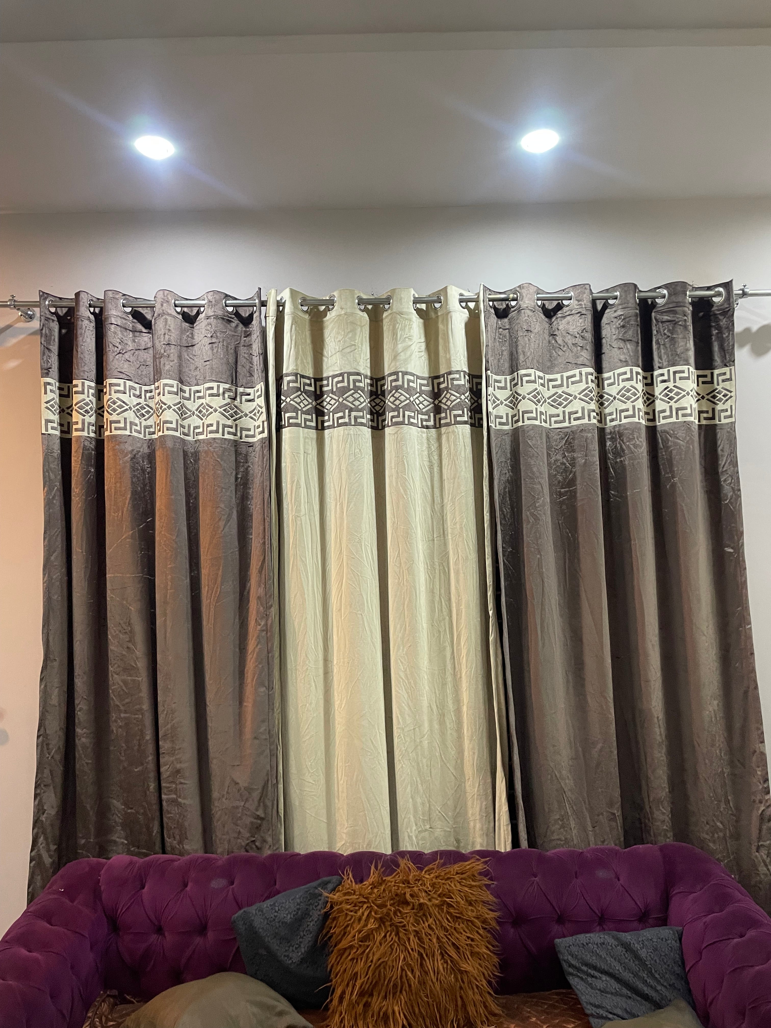 Luxury Velvet Curtains front Border double tone
