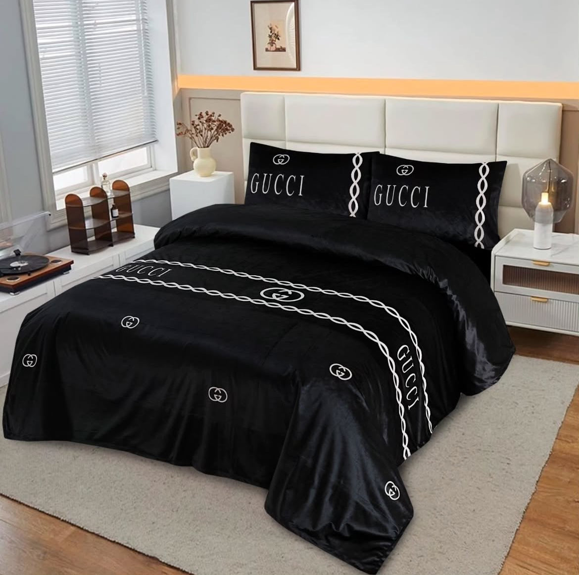 8 PC GUCCI Velvet Bridal Duvet Set