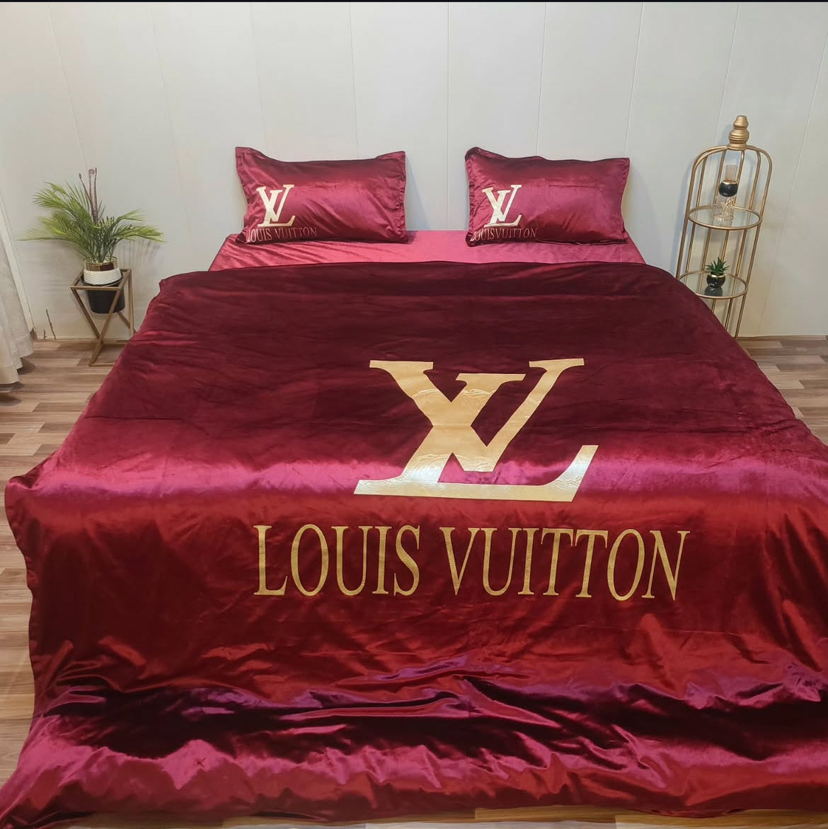 8 PC Louis Vuitton Velvet Bridal Duvet Set