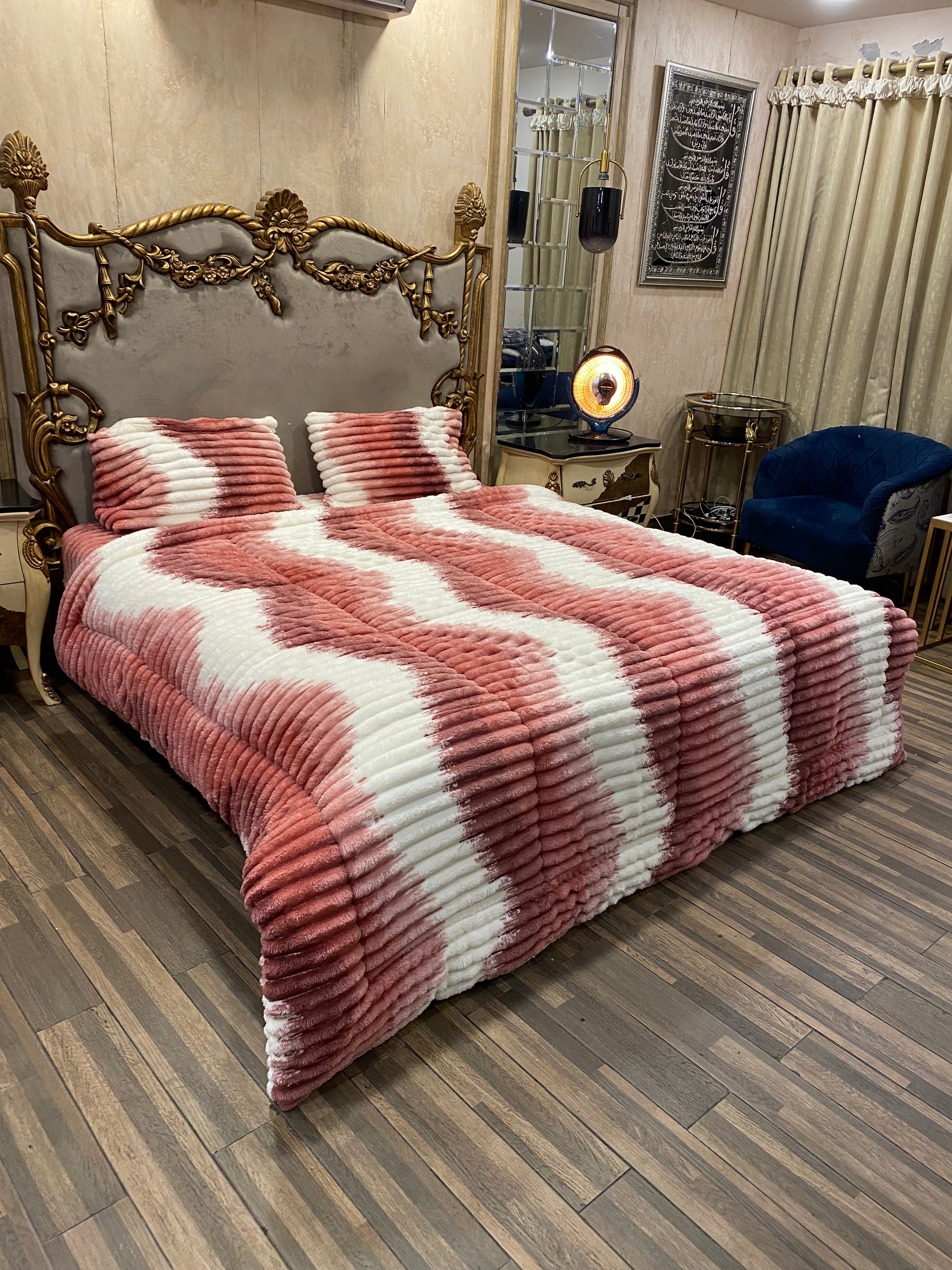 Deluxe  Pink 4️⃣PC Razai set