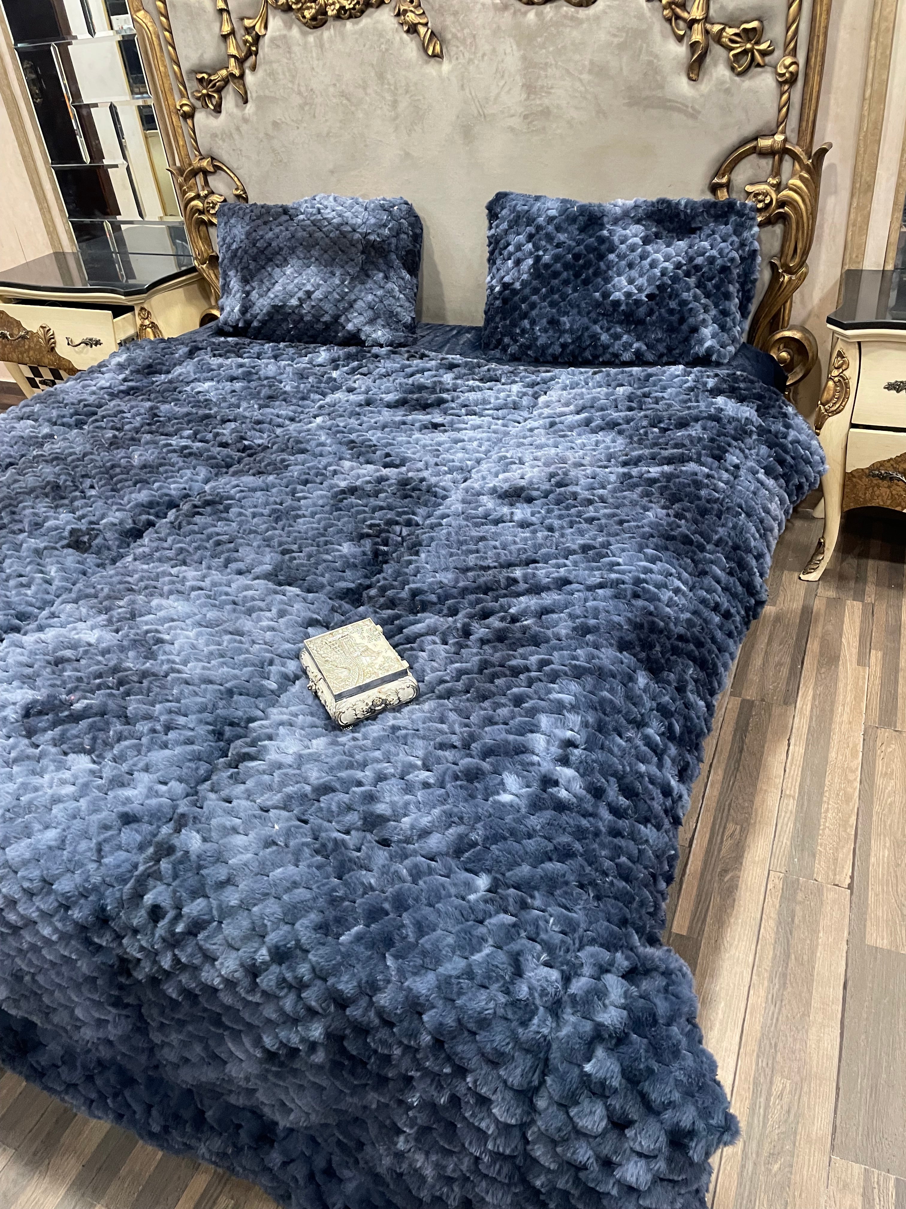 Shaded Jin Dark Blue Gray 4️⃣PC Razai set