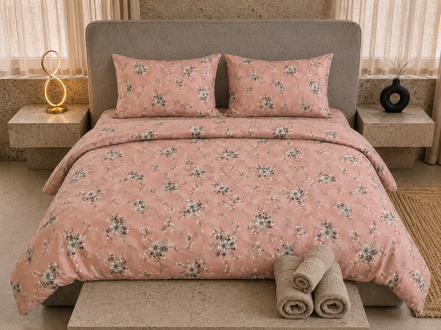 Fitted Pure Cotton Bedsheet pink