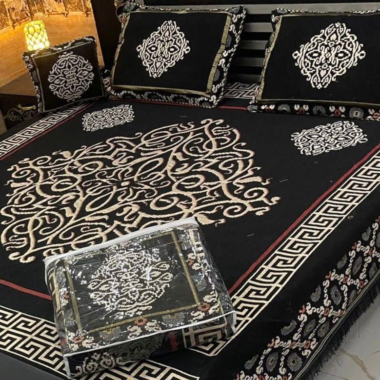 4 Piece versachi Style Velvet Jacaurd BedSheet Set